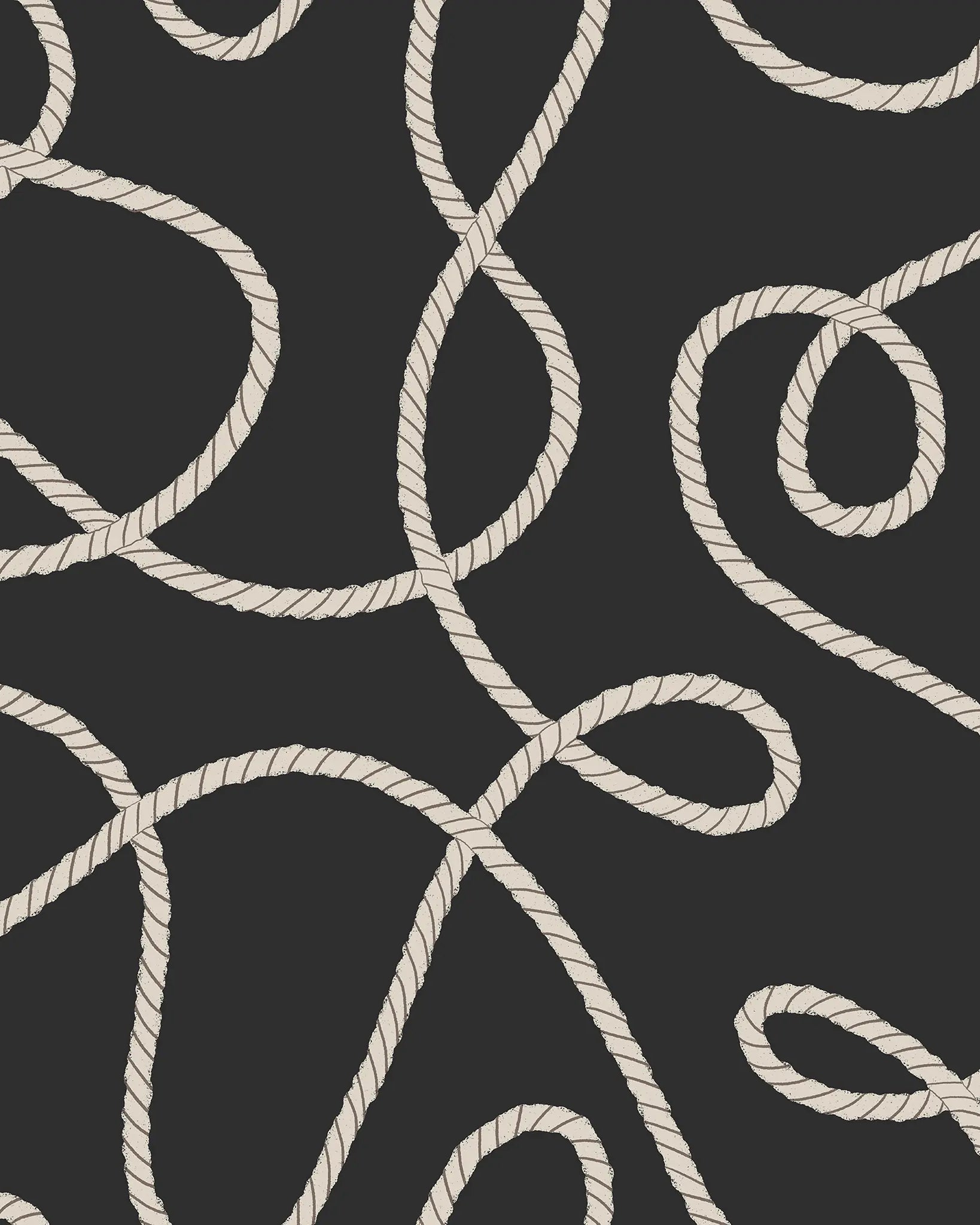 Pattern of rope knots on a black background