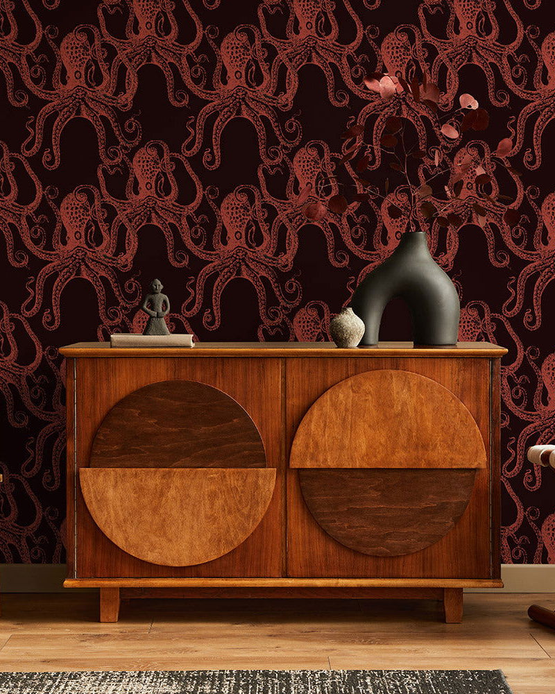 Dark Octopus Peel and Stick Wallpaper, Removable Wallpaper, Traditional Wallpaper | DeccoPrint