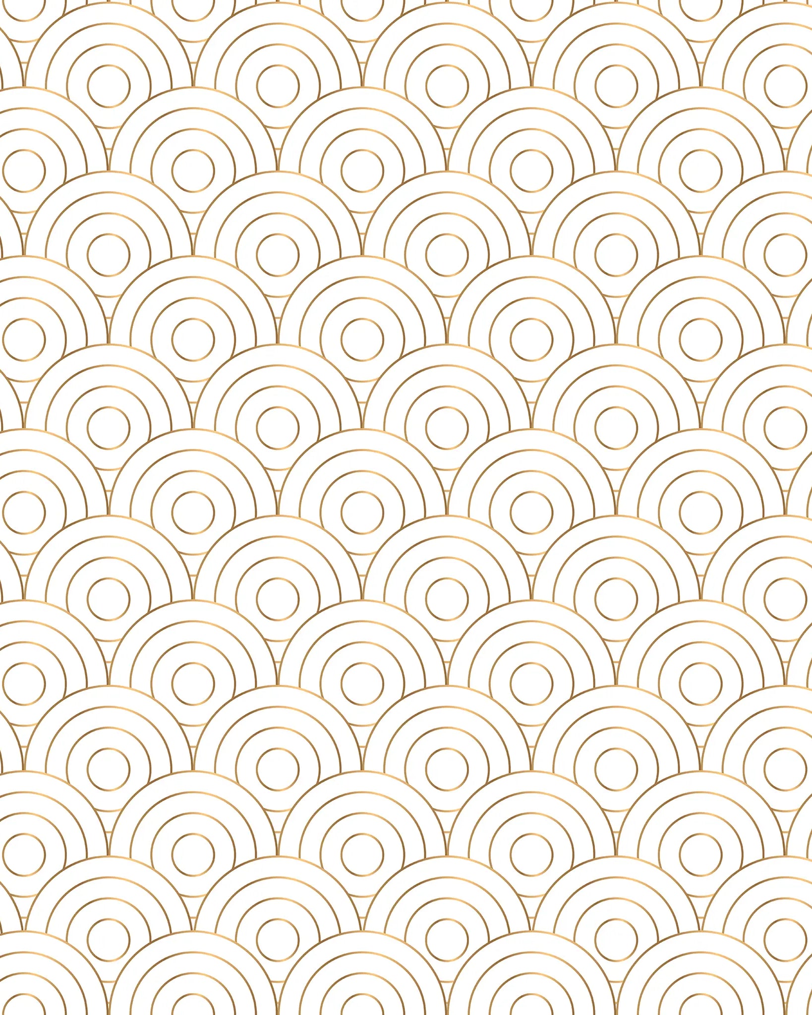 Pattern of gold concentric circles on a white background