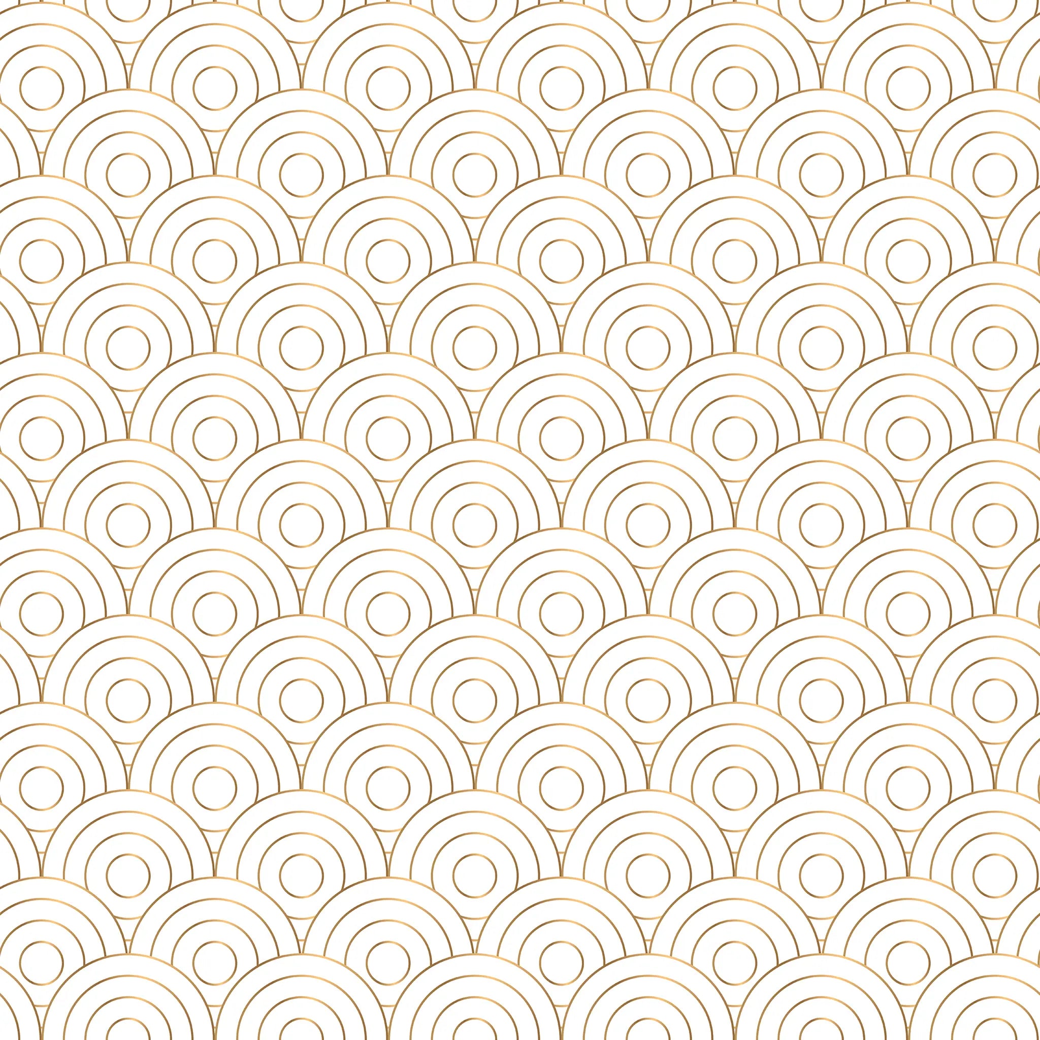 Pattern of gold concentric circles on a white background