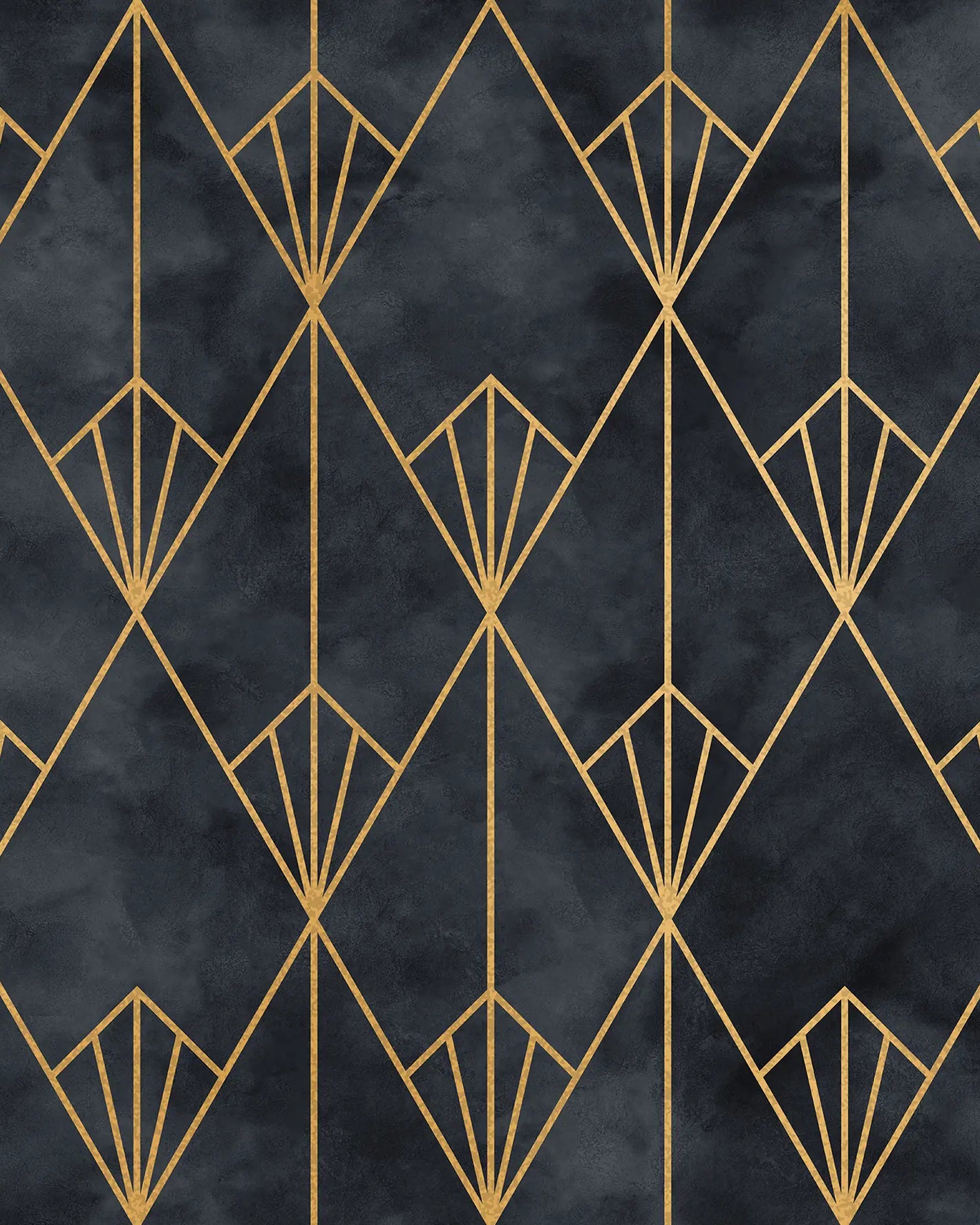Geometric pattern with gold lines on a dark textured background