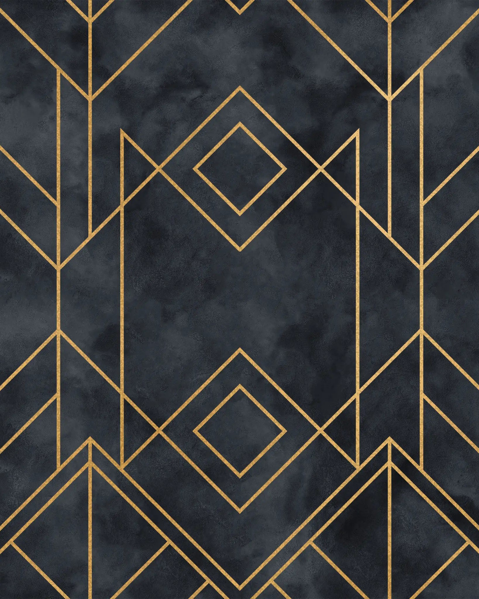 Geometric pattern with gold lines on a dark textured background