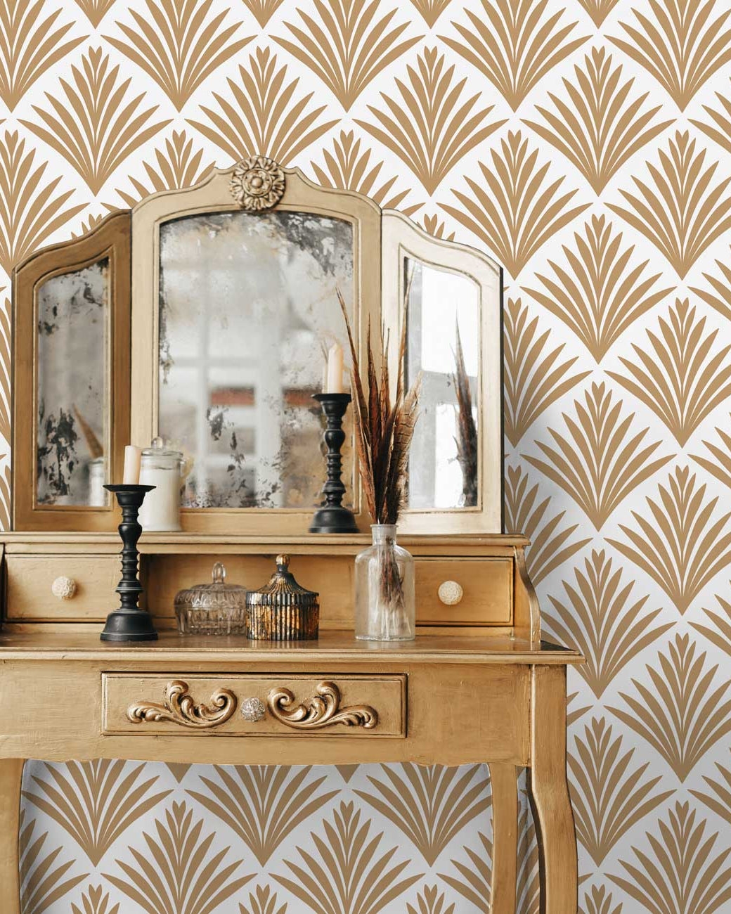 Botanical Deco Peel and Stick Wallpaper, Removable Wallpaper, Traditional Wallpaper | DeccoPrint