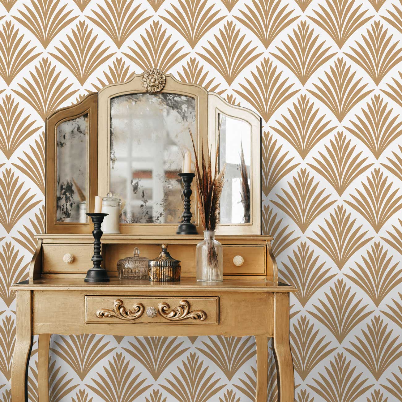 Botanical Deco Peel and Stick Wallpaper, Removable Wallpaper, Traditional Wallpaper | DeccoPrint
