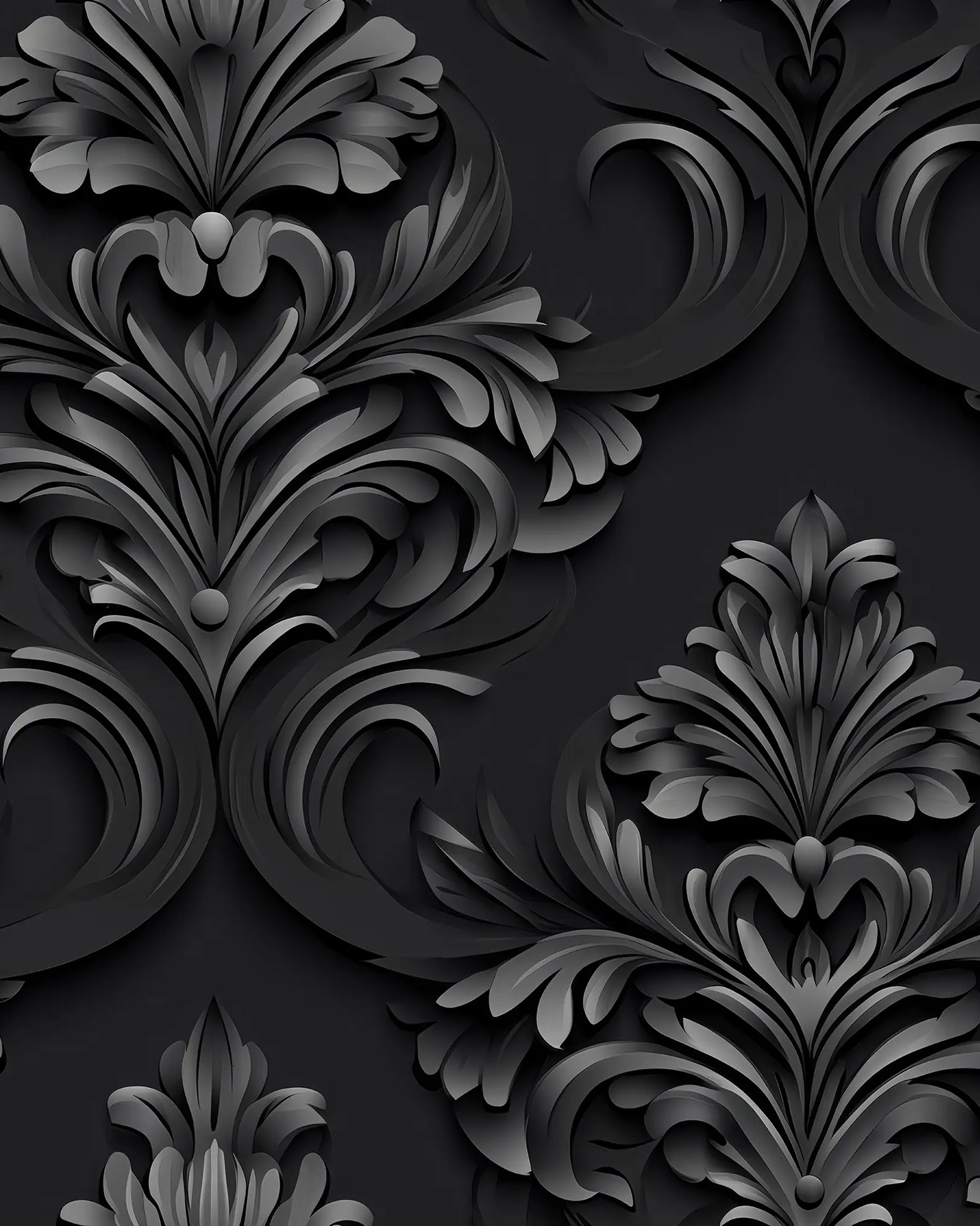 Dark gray decorative pattern on a black background