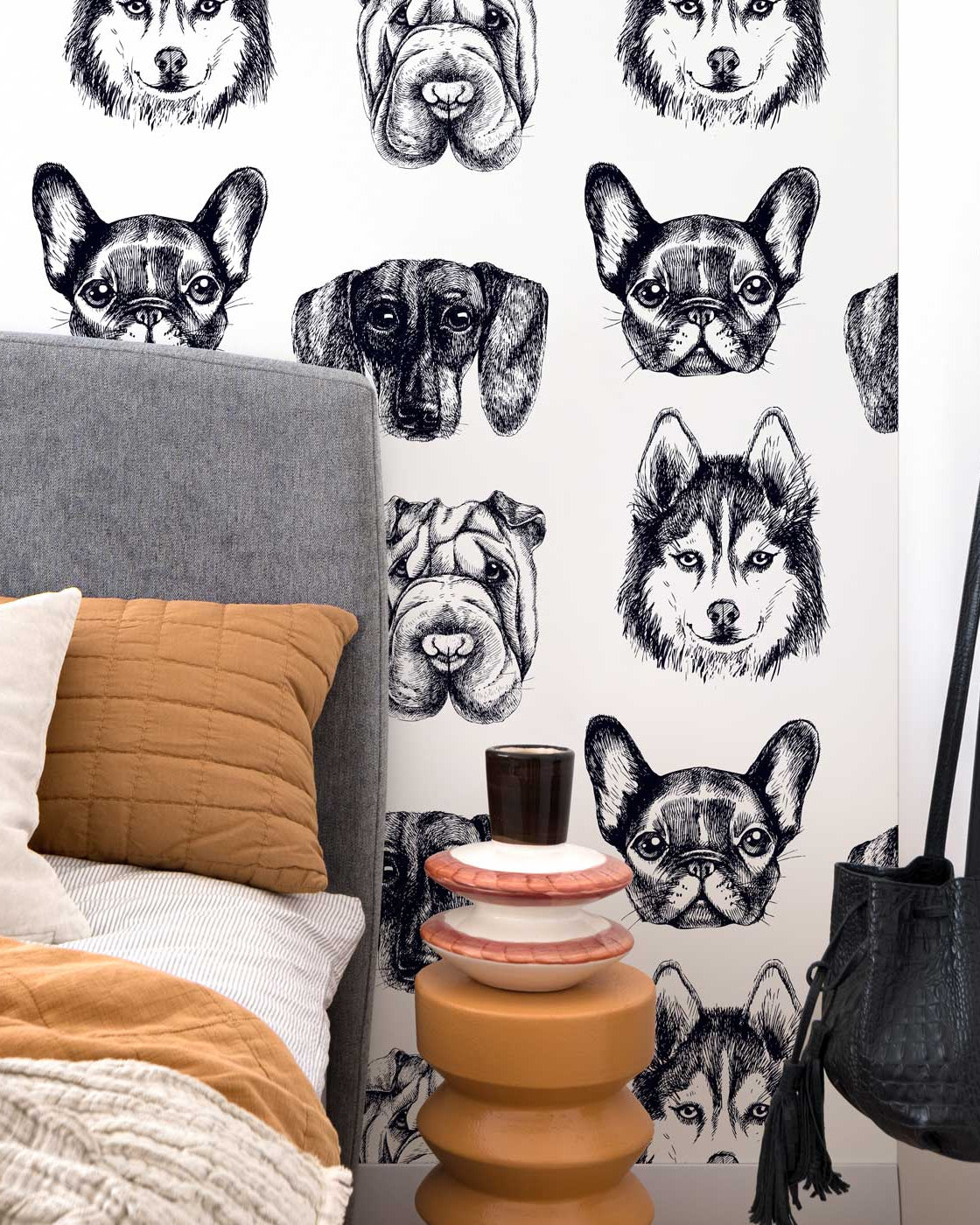 Dog Portraits Peel and Stick Wallpaper, Removable Wallpaper, Traditional Wallpaper | DeccoPrint