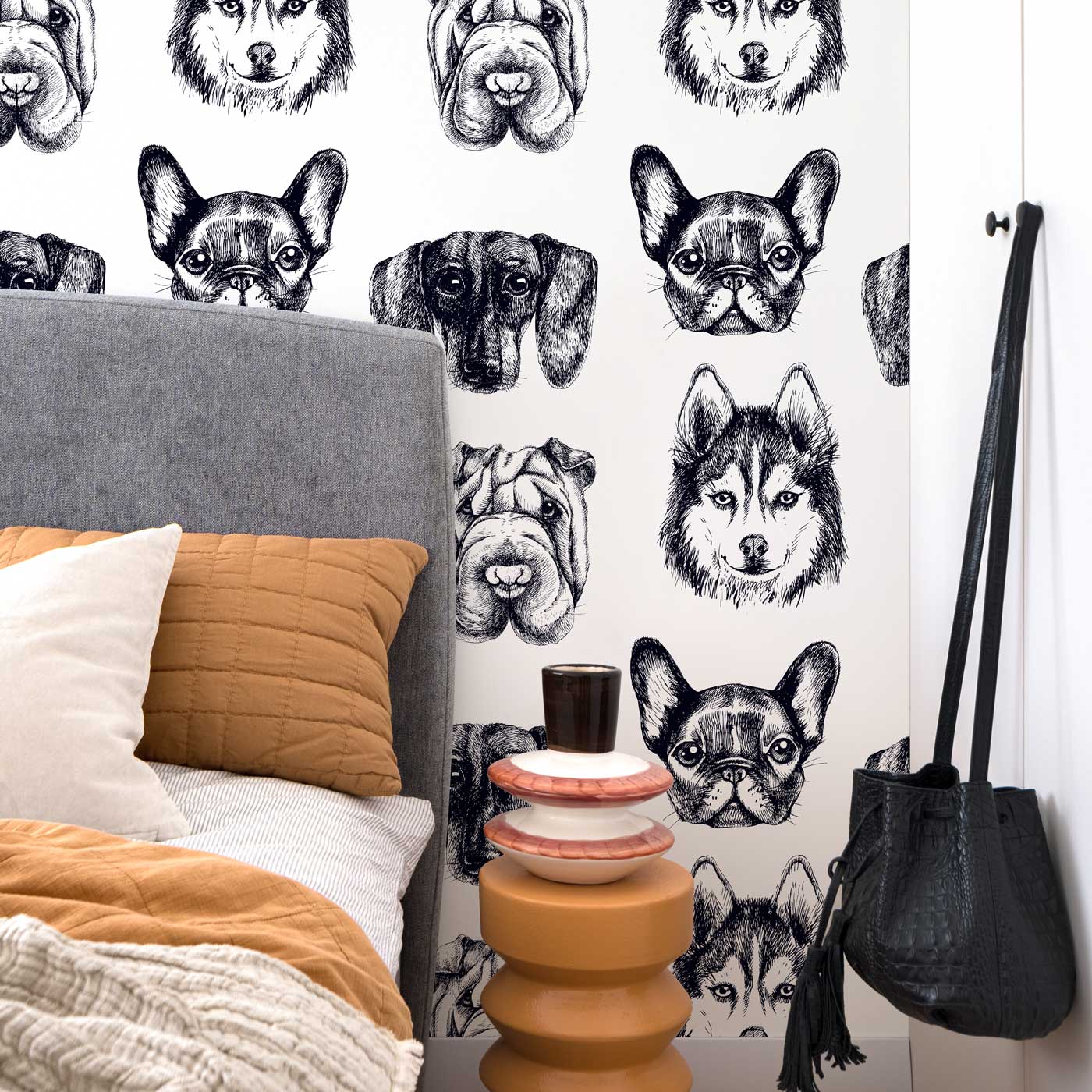 Dog Portraits Peel and Stick Wallpaper, Removable Wallpaper, Traditional Wallpaper | DeccoPrint