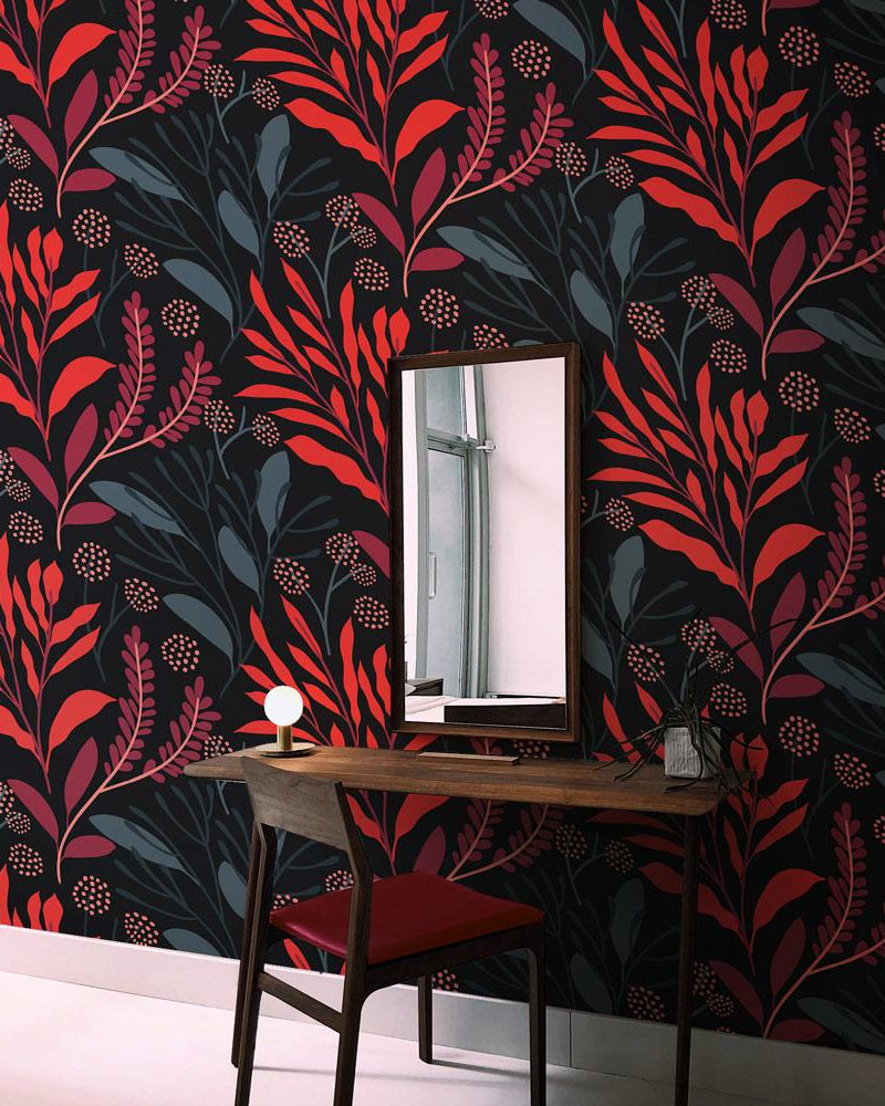 Dramatic Botanical Peel and Stick Wallpaper, Removable Wallpaper, Traditional Wallpaper | DeccoPrint