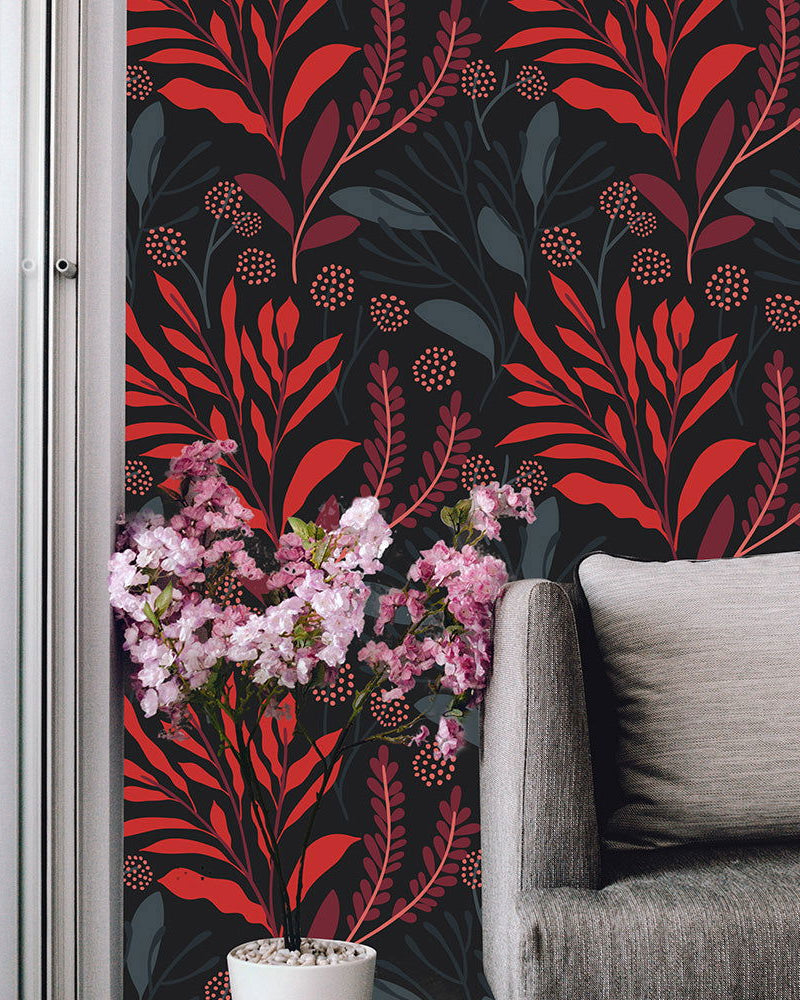 Dramatic Botanical Peel and Stick Wallpaper, Removable Wallpaper, Traditional Wallpaper | DeccoPrint
