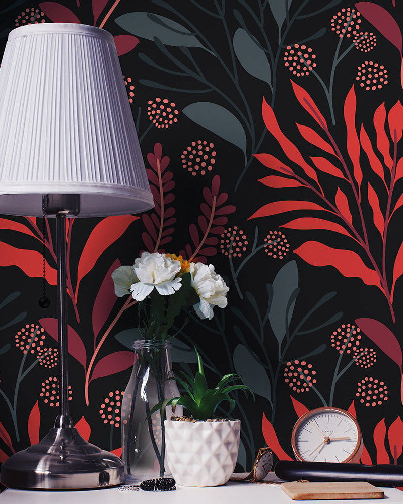 Dramatic Botanical Peel and Stick Wallpaper, Removable Wallpaper, Traditional Wallpaper | DeccoPrint