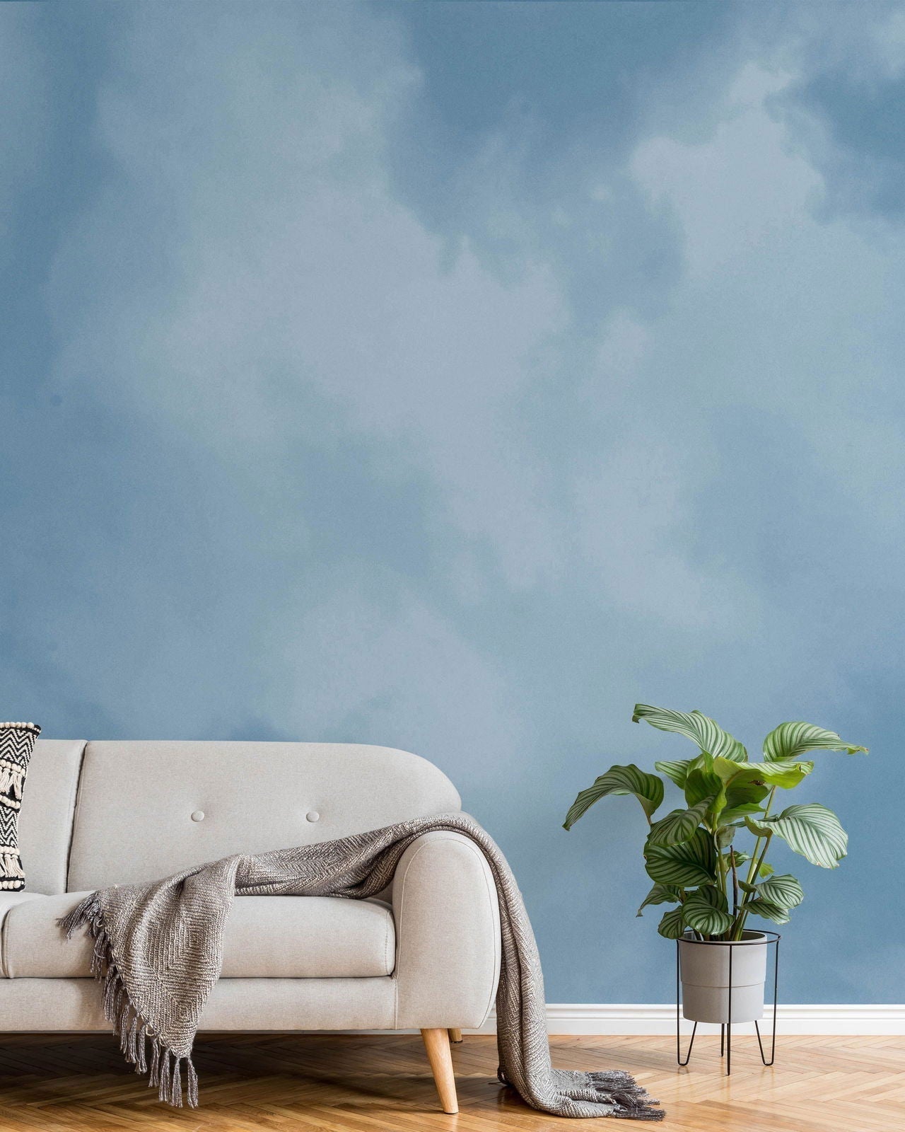 Dreamy Mural Peel and Stick Wallpaper, Removable Wallpaper, Traditional Wallpaper - Blue | DeccoPrint