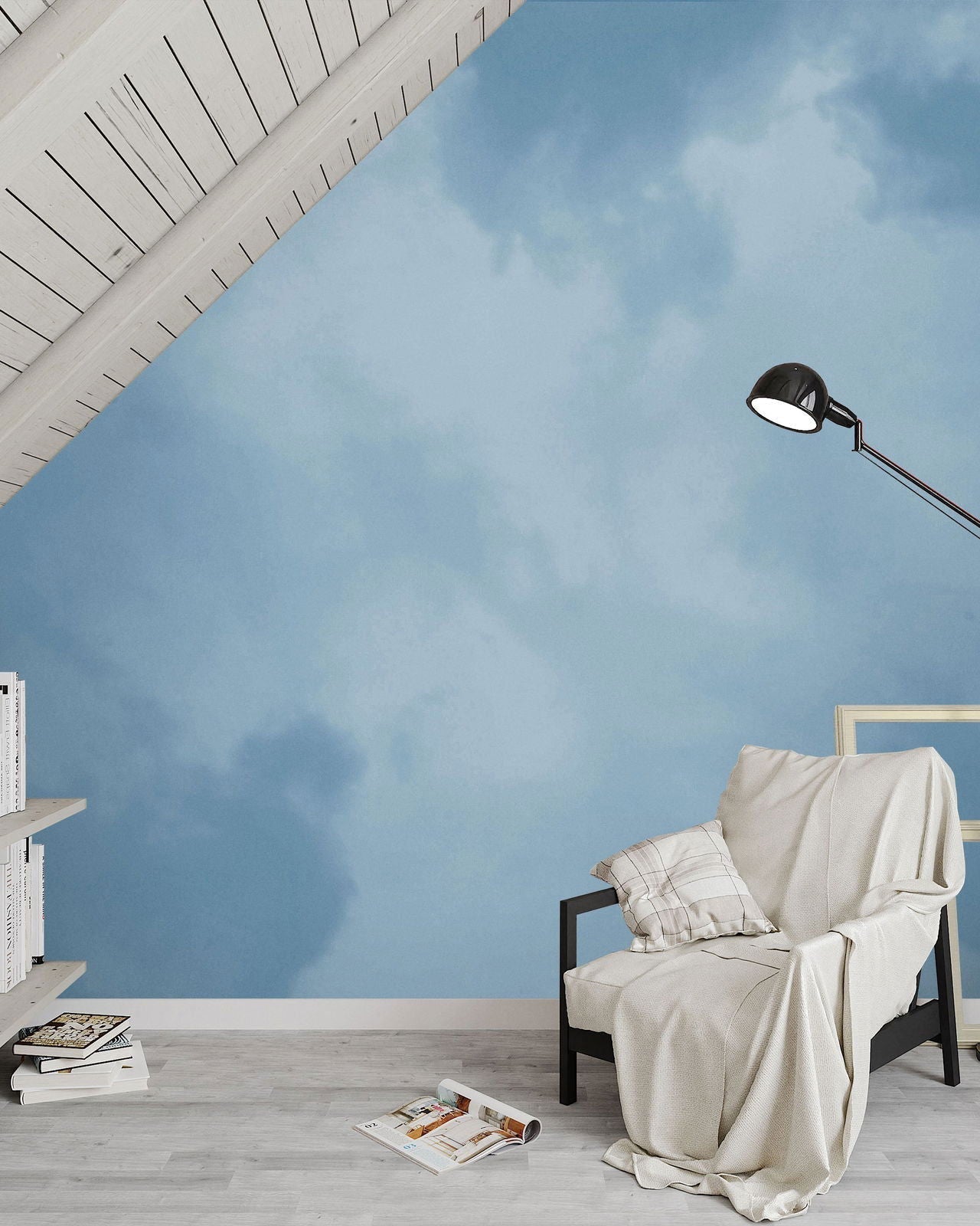 Dreamy Mural Peel and Stick Wallpaper, Removable Wallpaper, Traditional Wallpaper - Blue | DeccoPrint