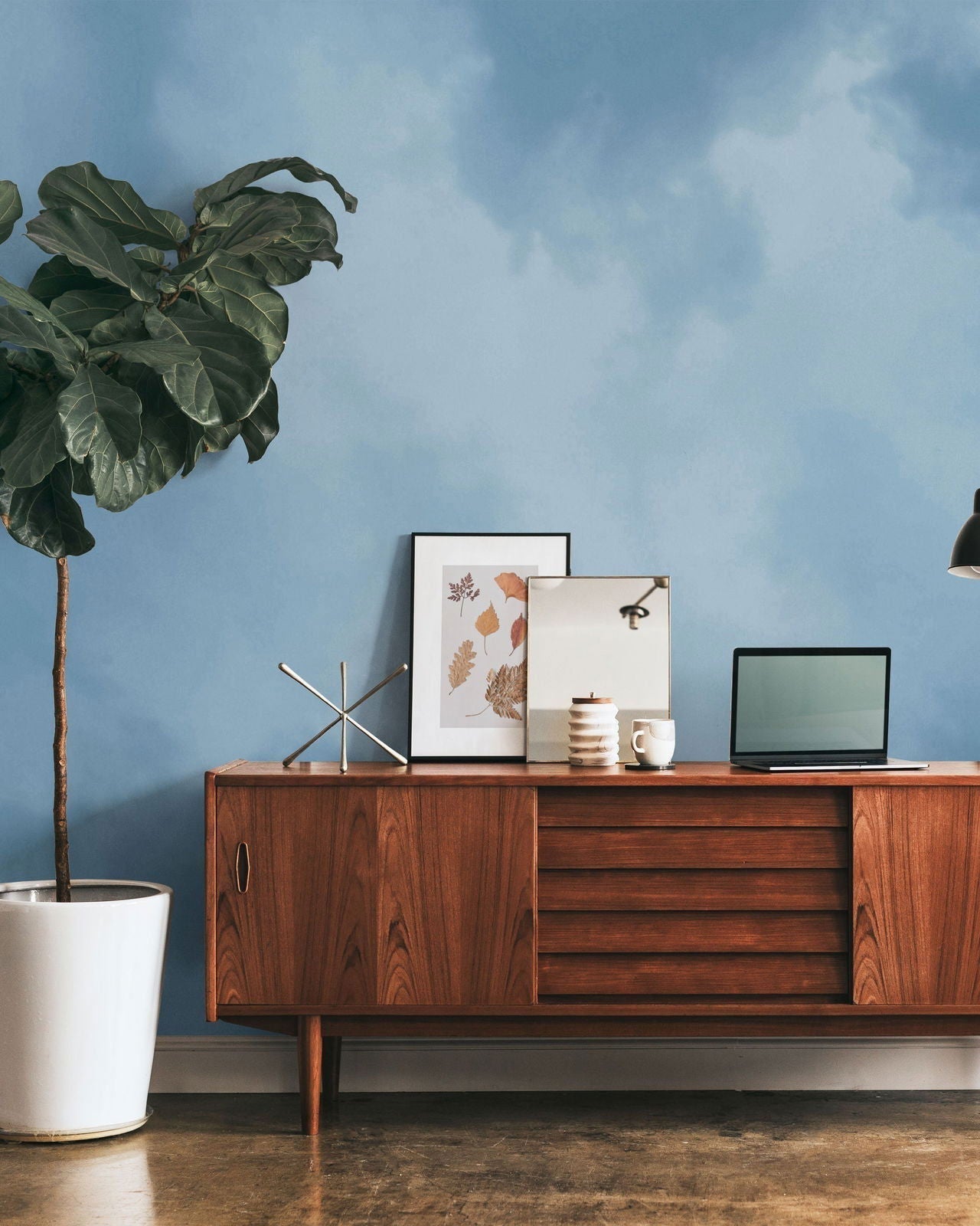 Dreamy Mural Peel and Stick Wallpaper, Removable Wallpaper, Traditional Wallpaper - Blue | DeccoPrint