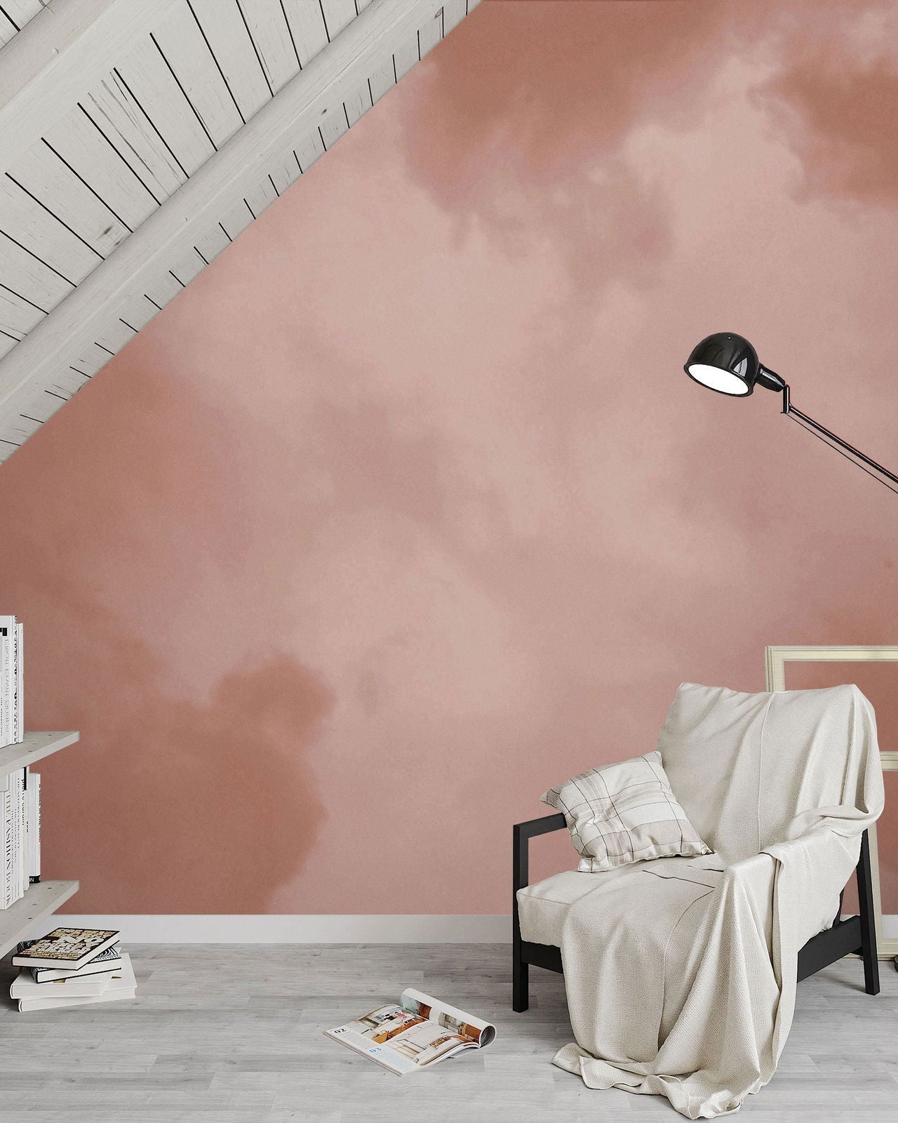 Dreamy Mural Peel and Stick Wallpaper, Removable Wallpaper, Traditional Wallpaper - Peach | DeccoPrint