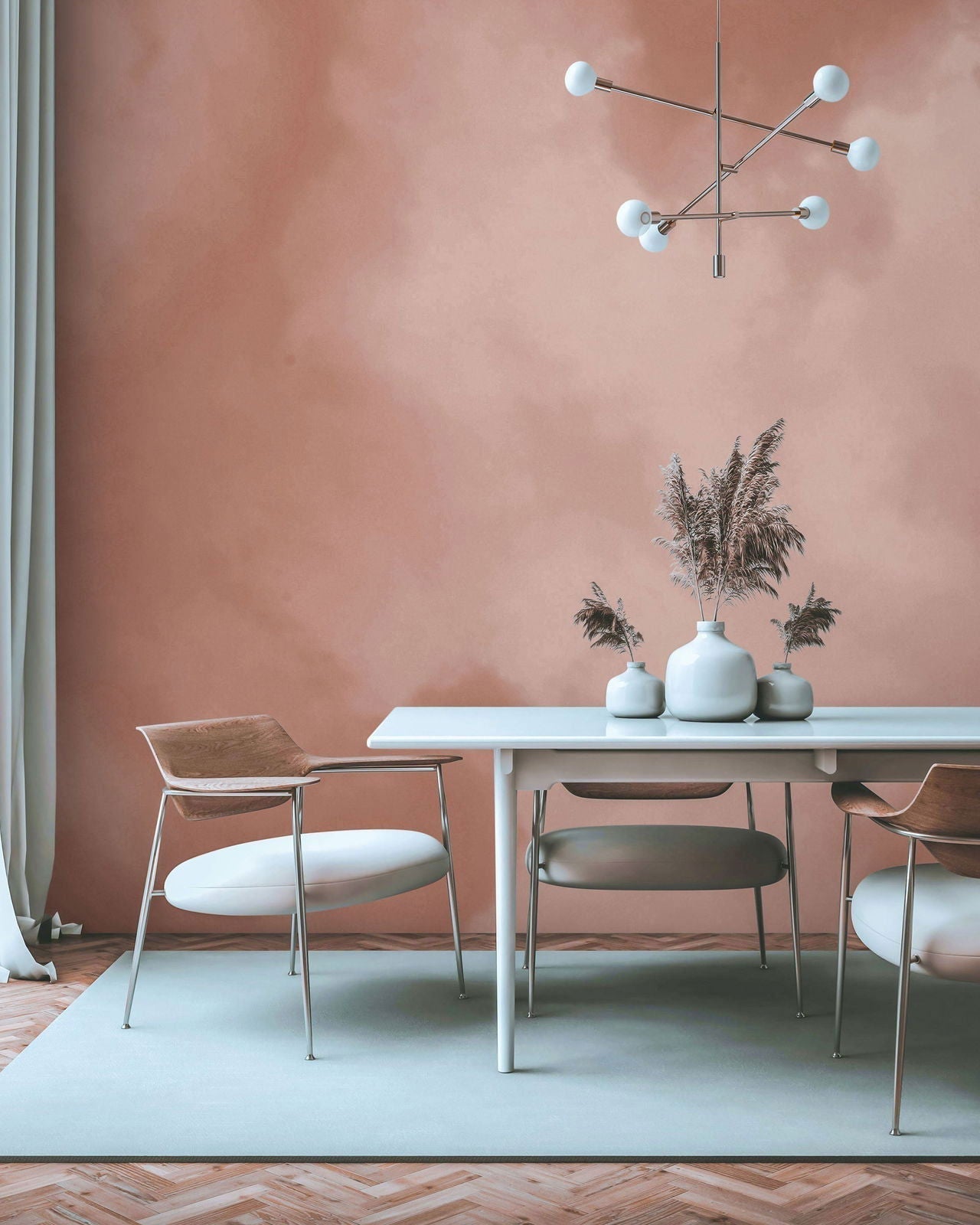 Dreamy Mural Peel and Stick Wallpaper, Removable Wallpaper, Traditional Wallpaper - Peach | DeccoPrint