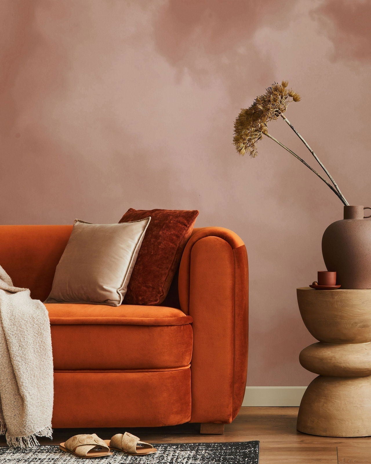 Dreamy Mural Peel and Stick Wallpaper, Removable Wallpaper, Traditional Wallpaper - Peach | DeccoPrint