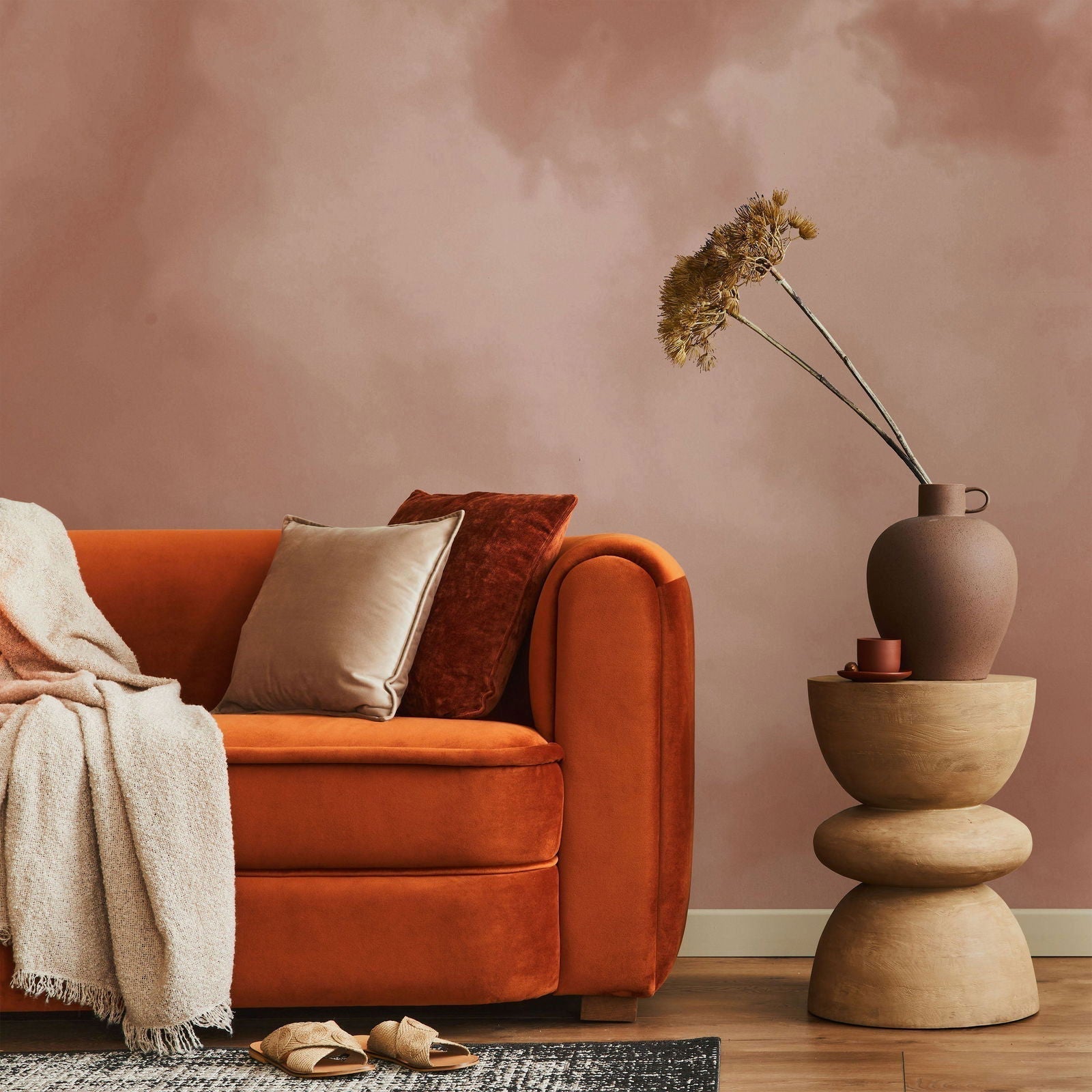 Dreamy Mural Peel and Stick Wallpaper, Removable Wallpaper, Traditional Wallpaper - Peach | DeccoPrint