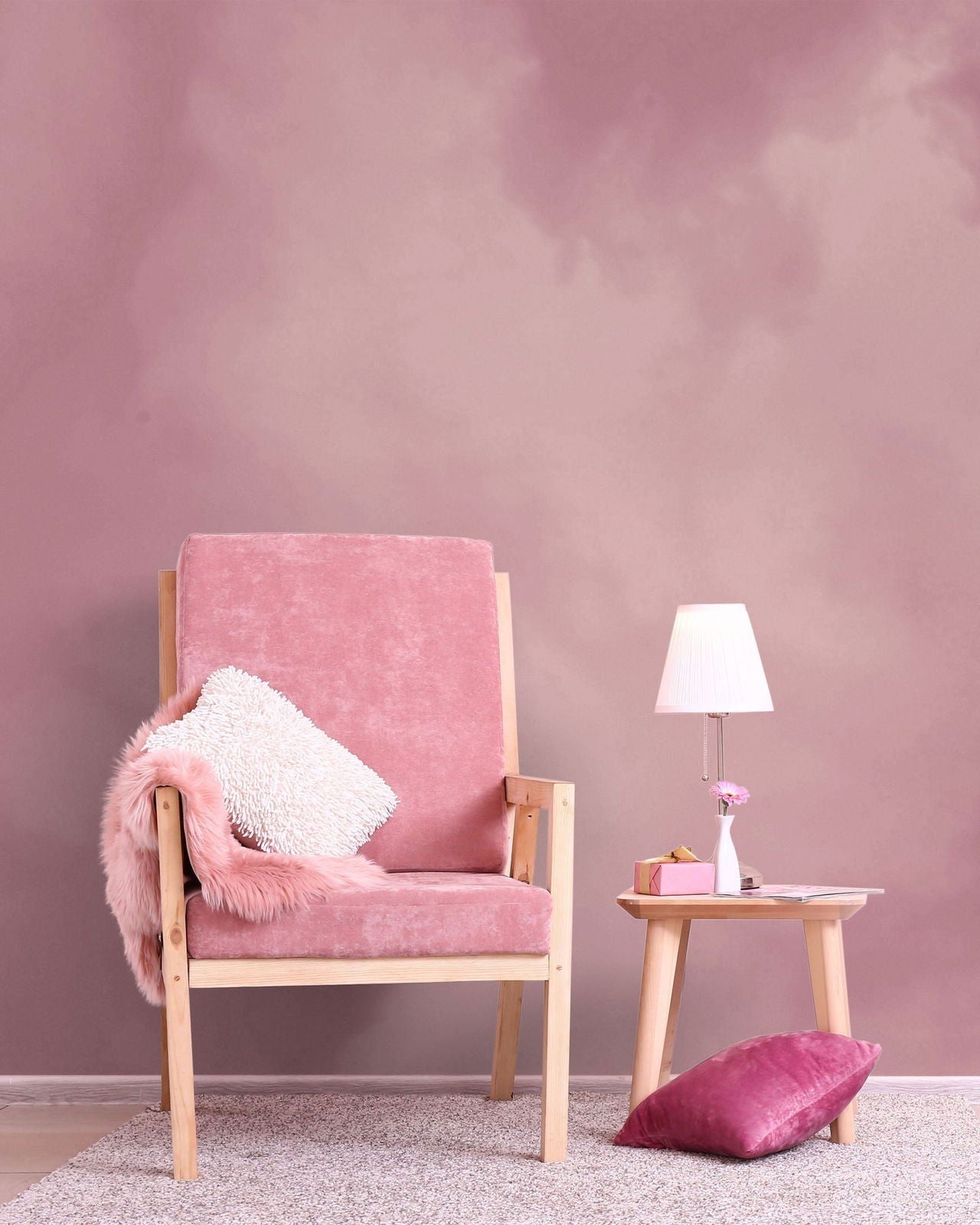 Dreamy Mural Peel and Stick Wallpaper, Removable Wallpaper, Traditional Wallpaper - Rose | DeccoPrint