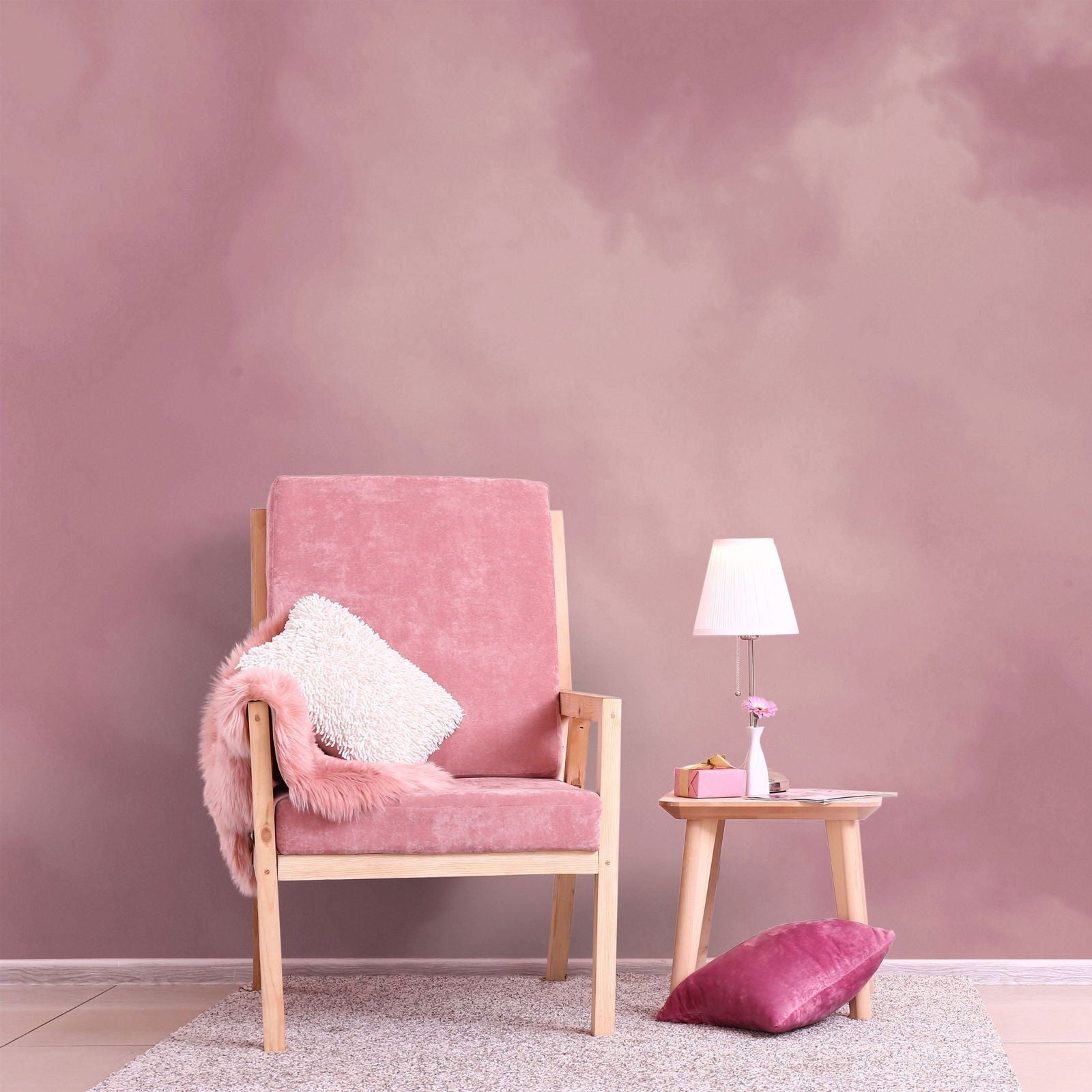 Dreamy Mural Peel and Stick Wallpaper, Removable Wallpaper, Traditional Wallpaper - Rose | DeccoPrint