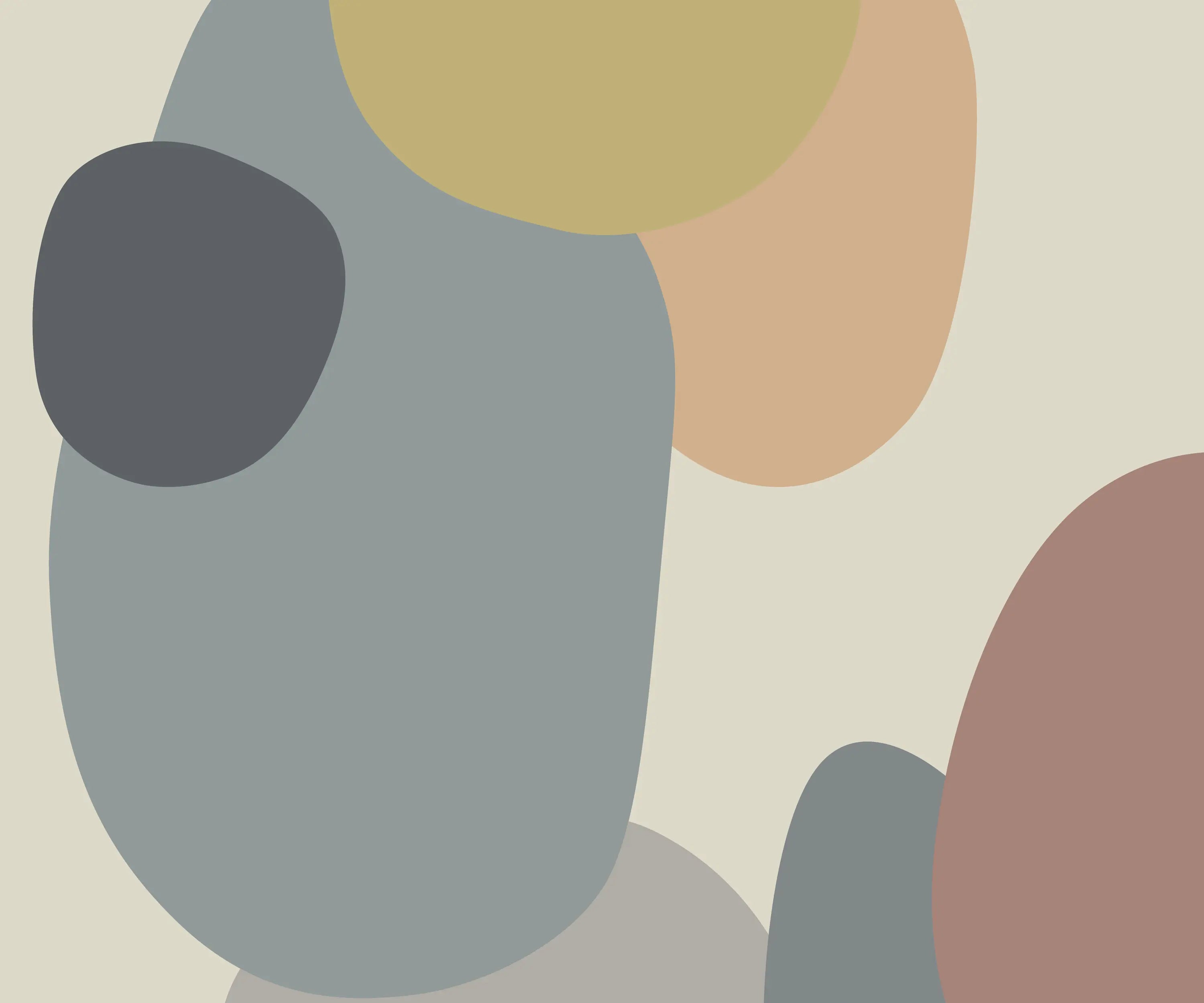 Abstract pattern of rounded shapes in earthy tones on a beige background