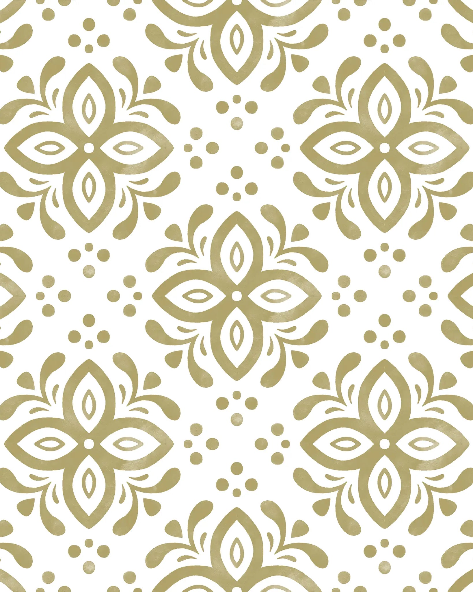 Gold floral pattern on a white background