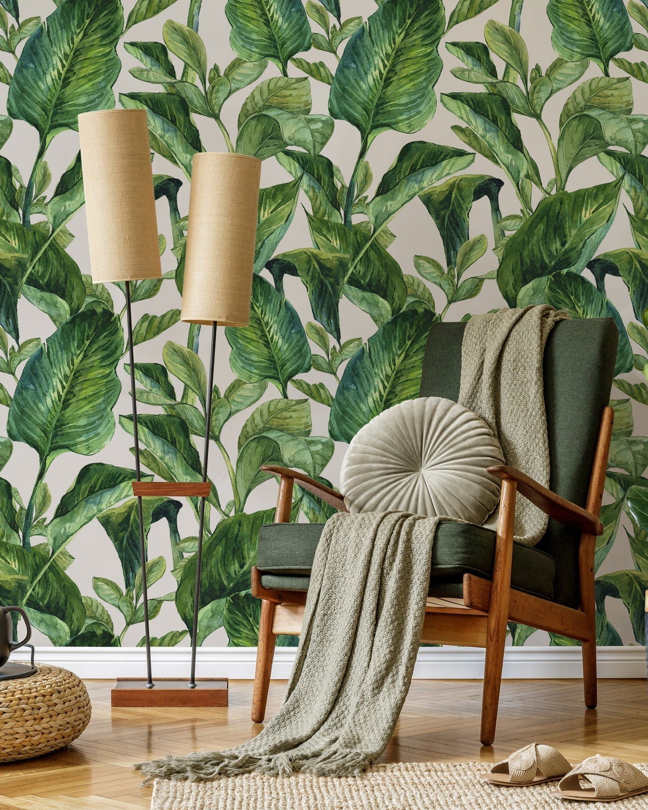 Exotic Greenery Peel and Stick Wallpaper, Removable Wallpaper, Traditional Wallpaper | DeccoPrint