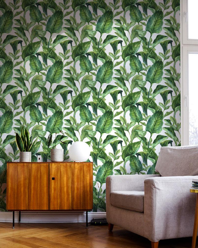 Exotic Greenery Peel and Stick Wallpaper, Removable Wallpaper, Traditional Wallpaper | DeccoPrint