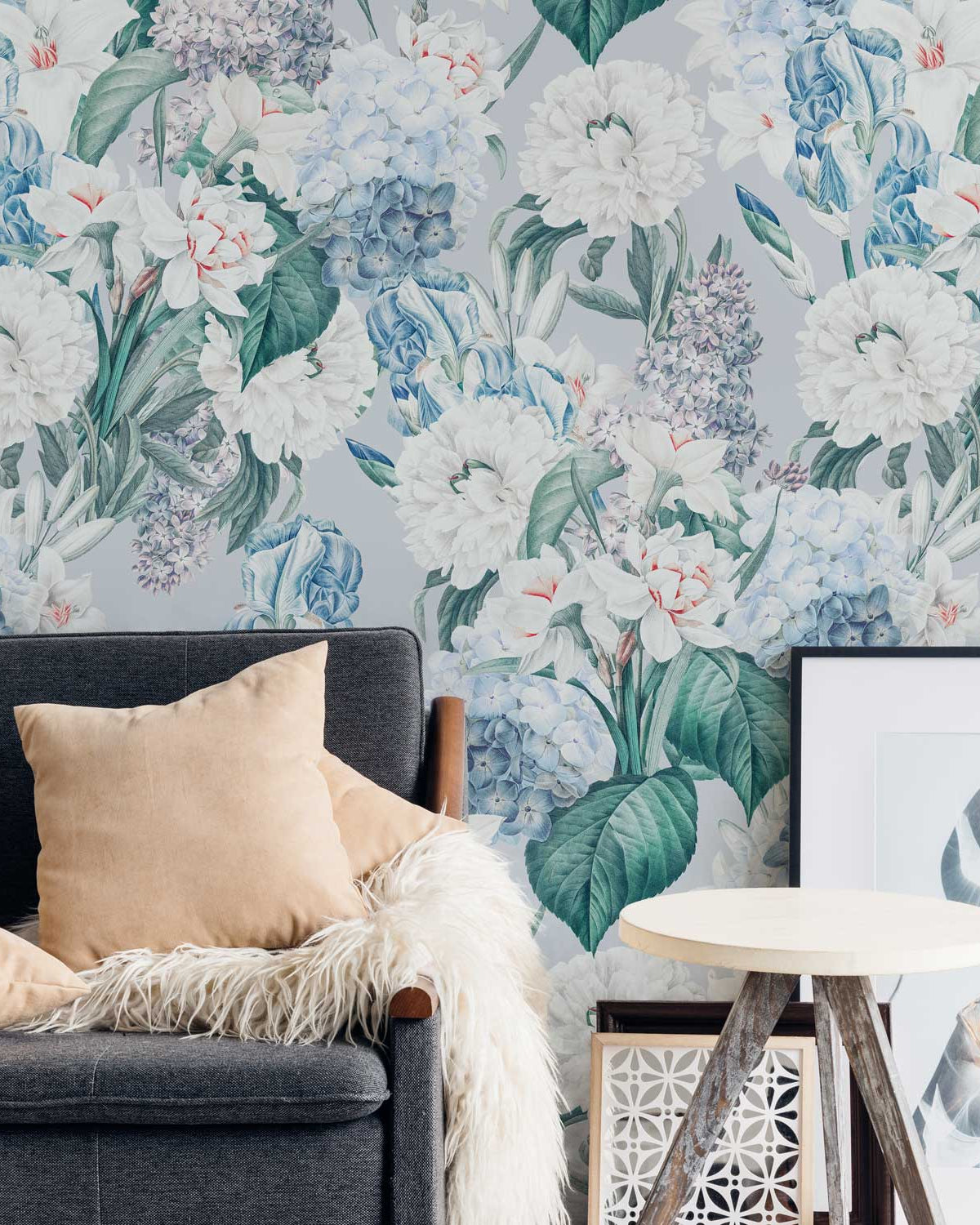 Floral Sky Peel and Stick Wallpaper, Removable Wallpaper, Traditional Wallpaper | DeccoPrint