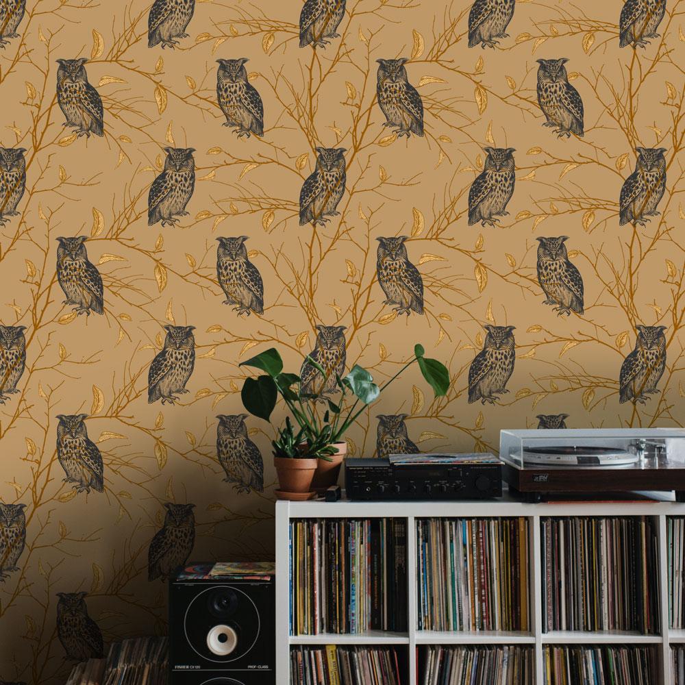 Forest Owls Peel and Stick Wallpaper, Removable Wallpaper, Traditional Wallpaper | DeccoPrint