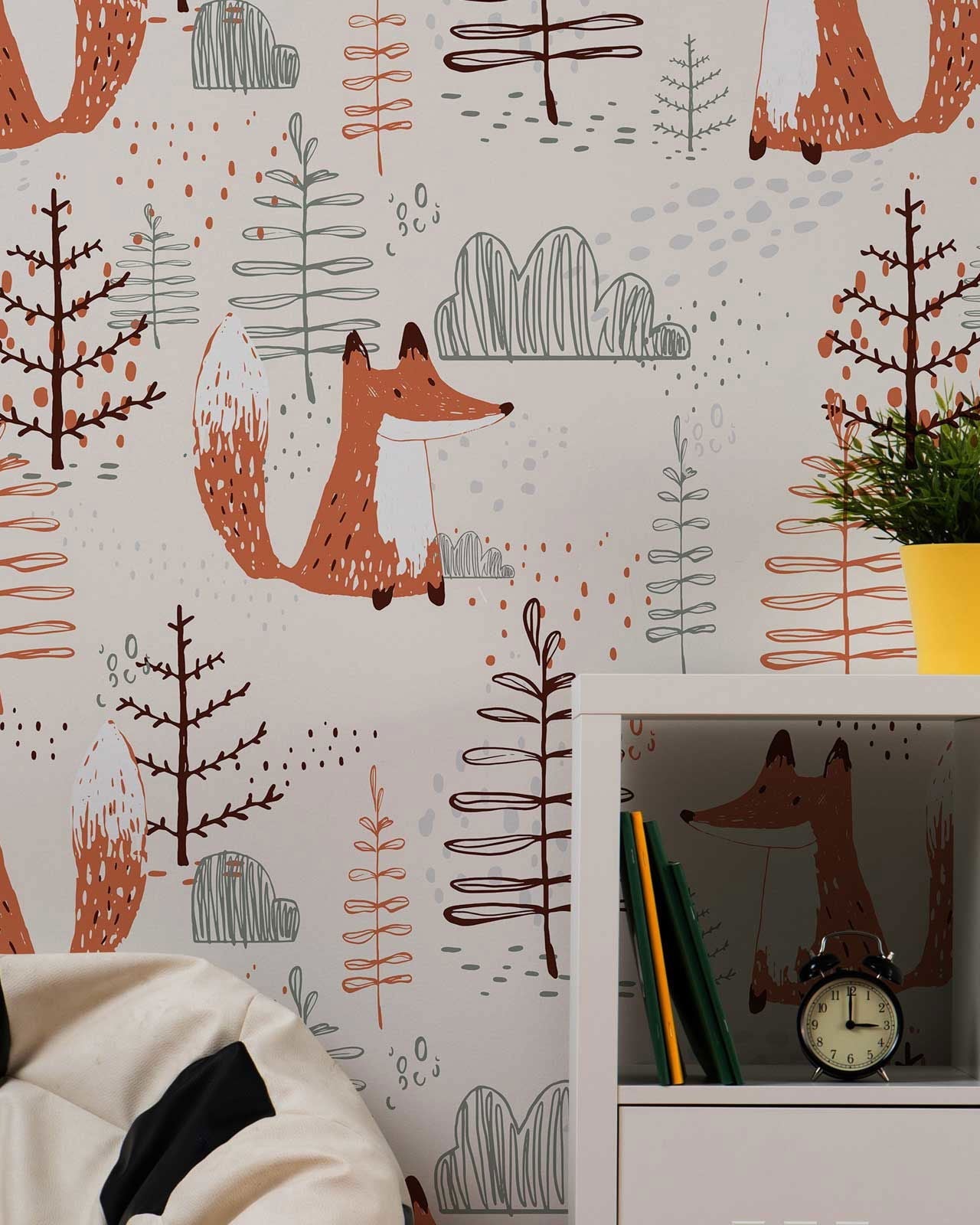 Fox in the Forest Peel and Stick Wallpaper, Removable Wallpaper, Traditional Wallpaper | DeccoPrint