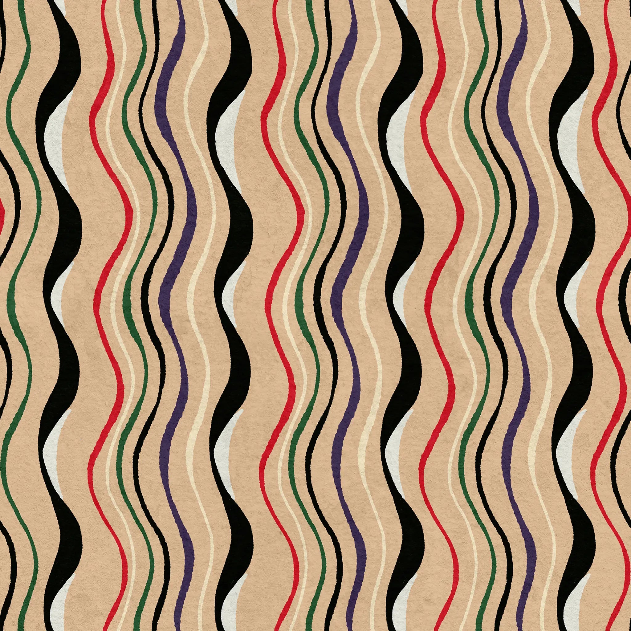 Wavy pattern with multicolor lines on a beige background