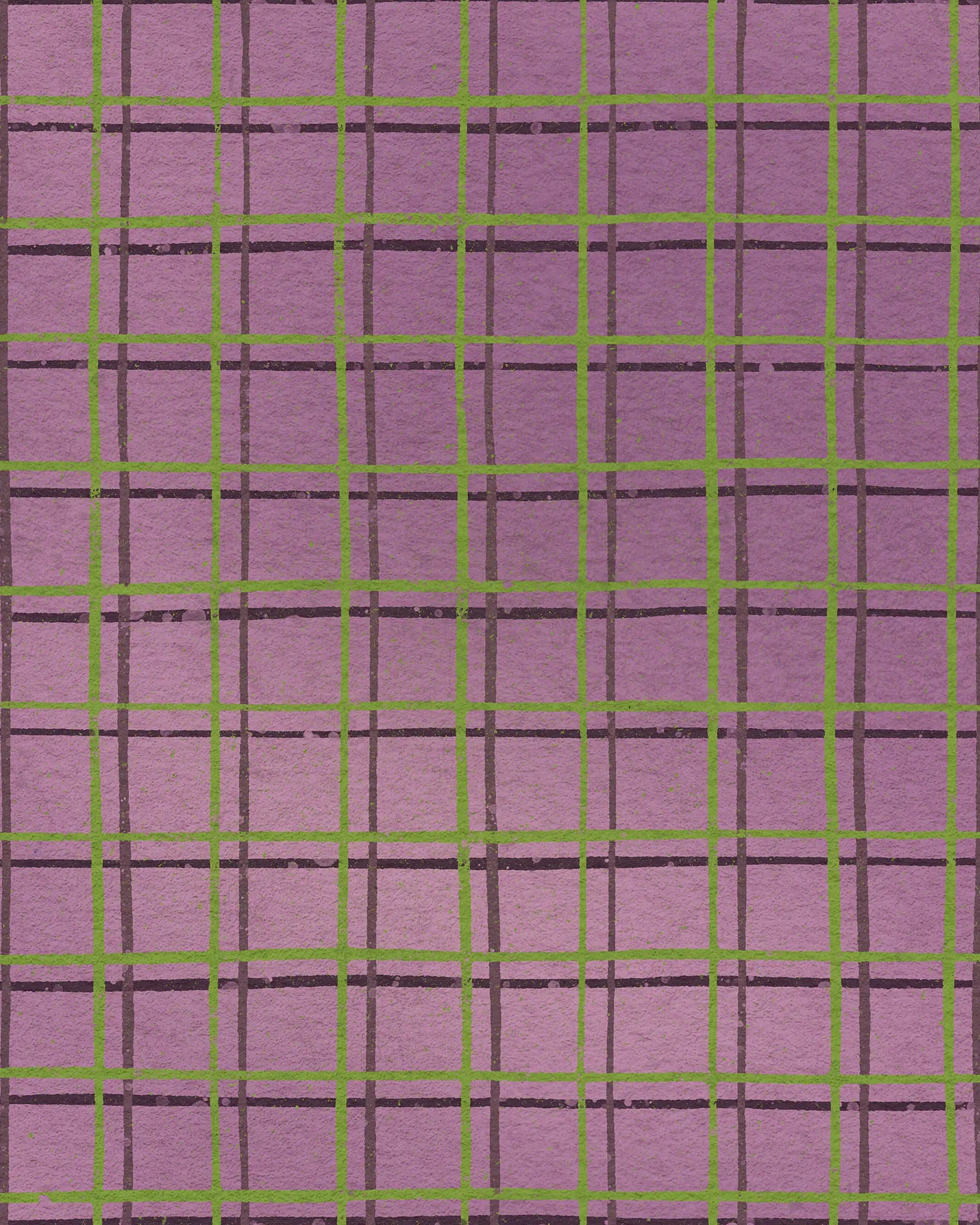 Plaid pattern with purple and green lines on a purple background