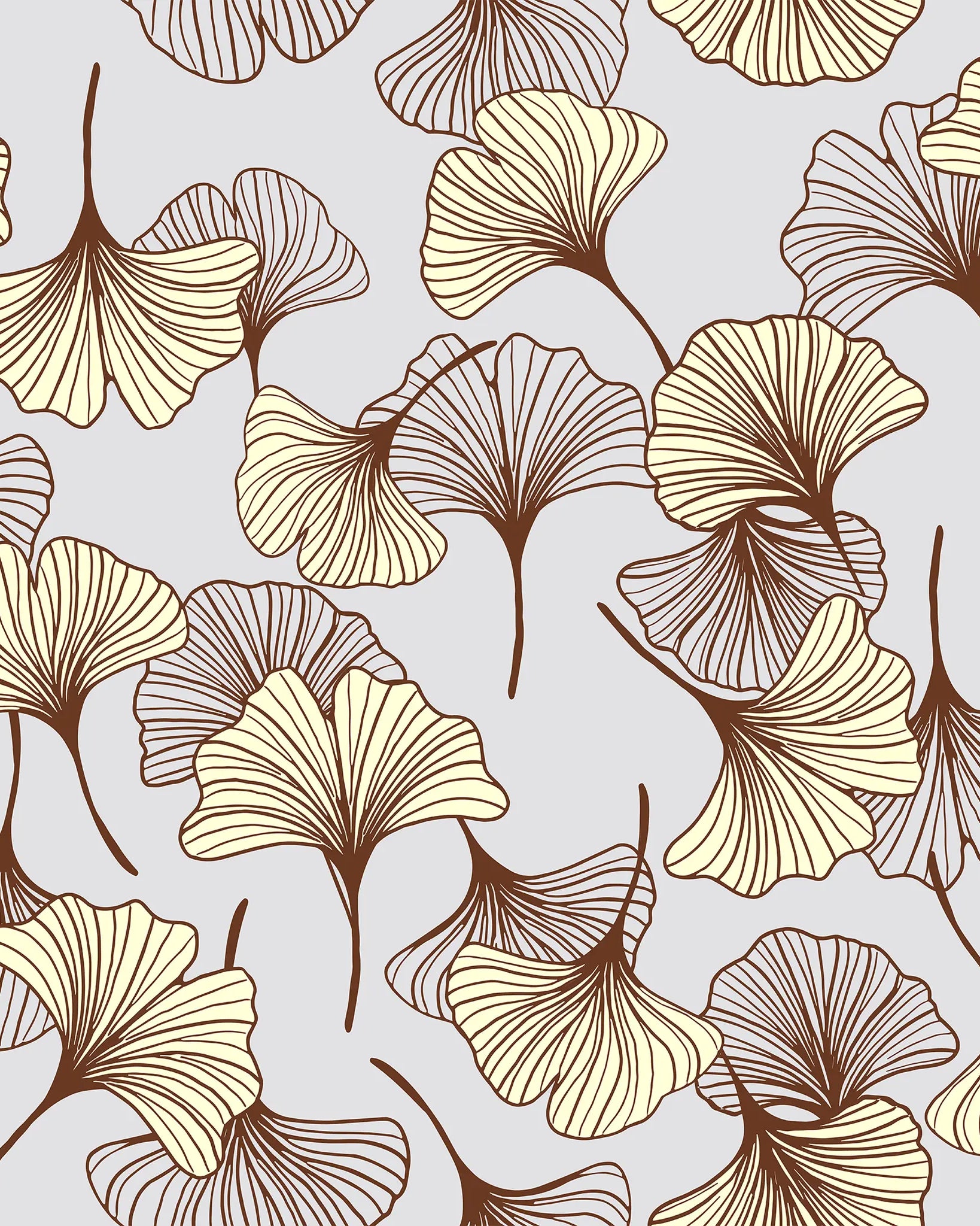 Pattern of ginkgo leaves on a light gray background