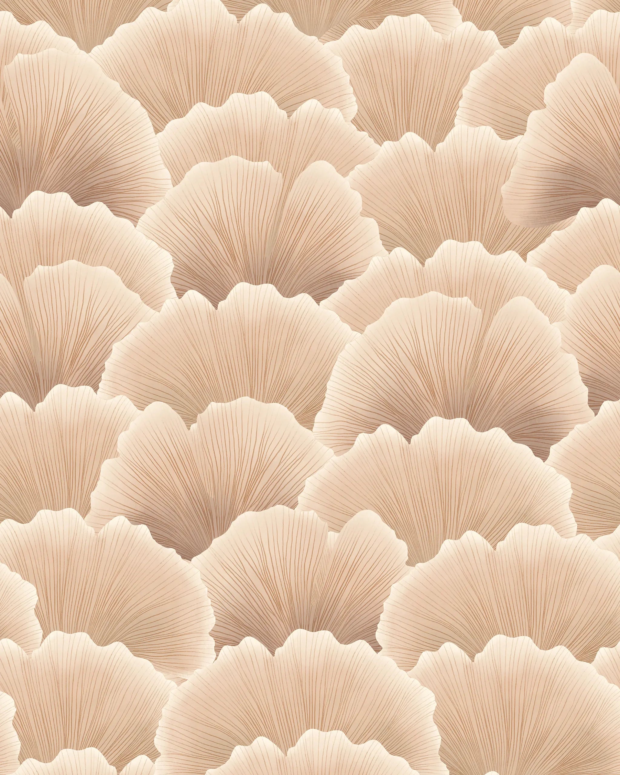 Pattern of beige scallop shells on a matching background