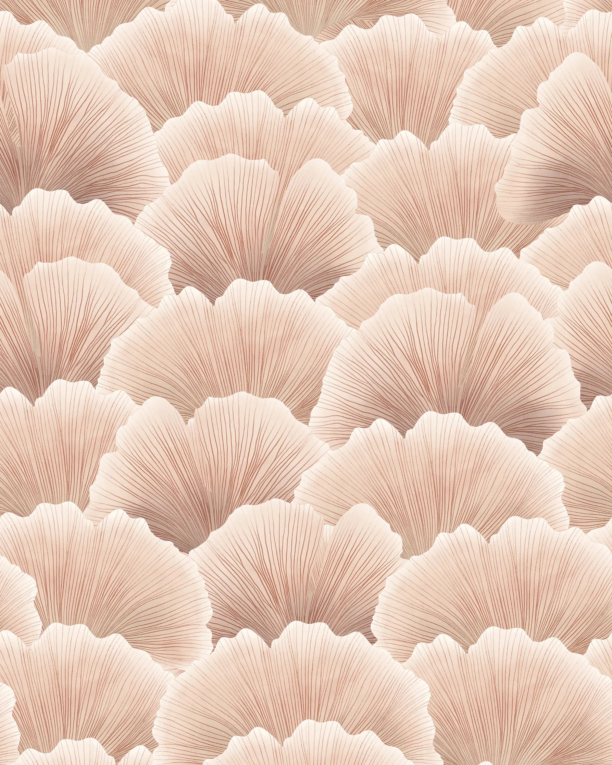 Pattern of pinkish-beige fan-shaped leaves on a matching background