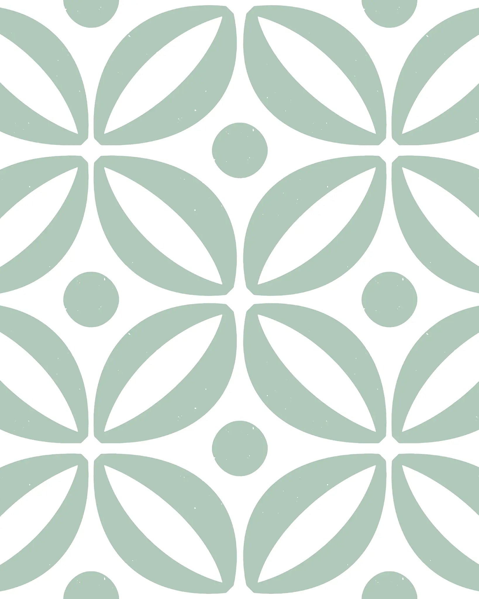 Pattern of light green leaf-like shapes on a white background