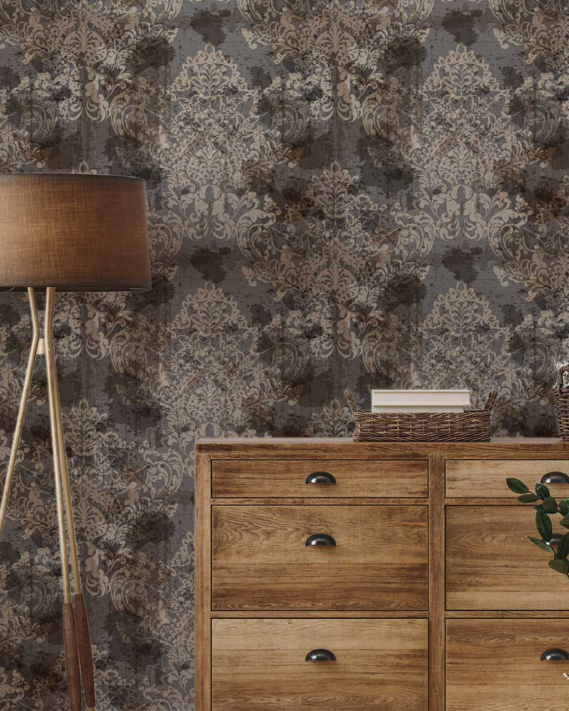 Grungy Baroque Peel and Stick Wallpaper, Removable Wallpaper, Traditional Wallpaper | DeccoPrint