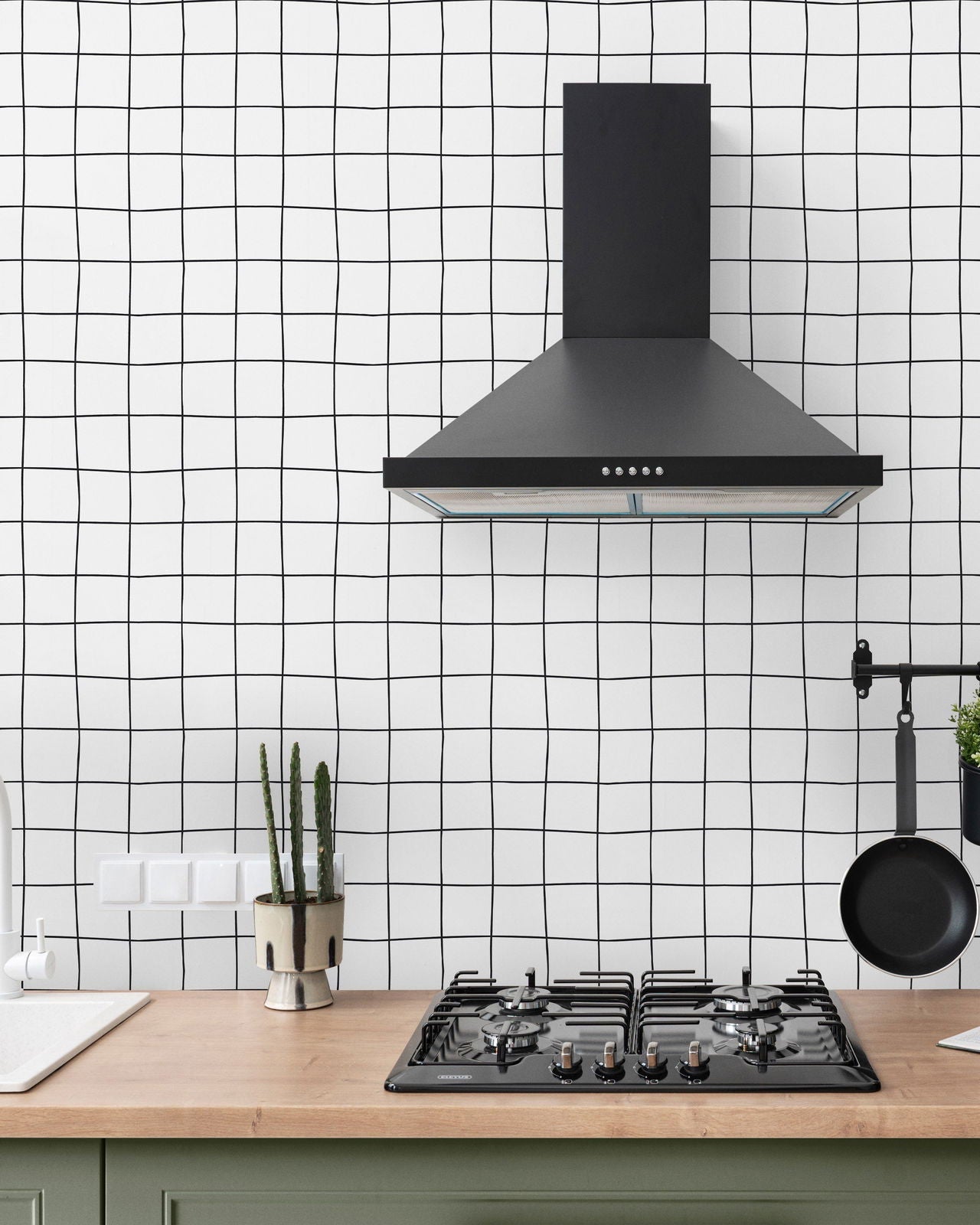 Hand Drawn Grid Peel and Stick Wallpaper, Removable Wallpaper, Traditional Wallpaper | DeccoPrint