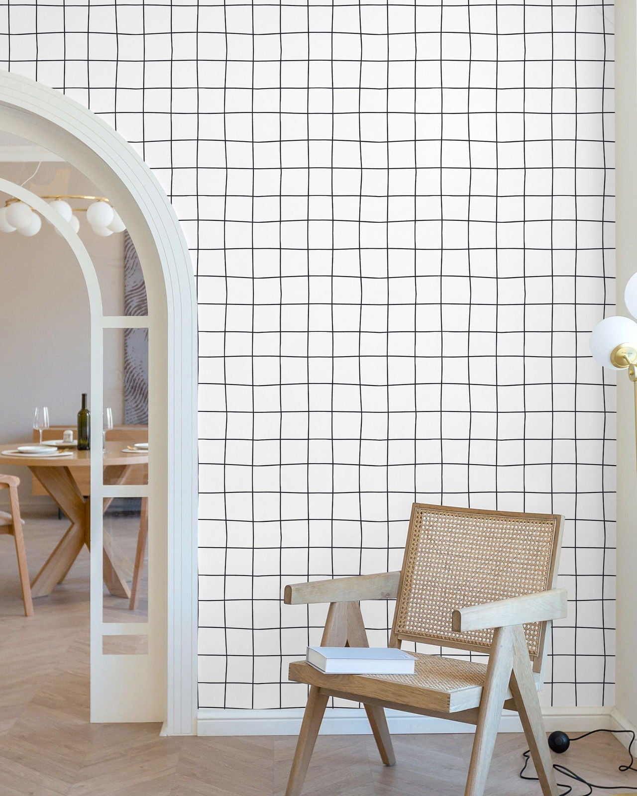 Hand Drawn Grid Peel and Stick Wallpaper, Removable Wallpaper, Traditional Wallpaper | DeccoPrint