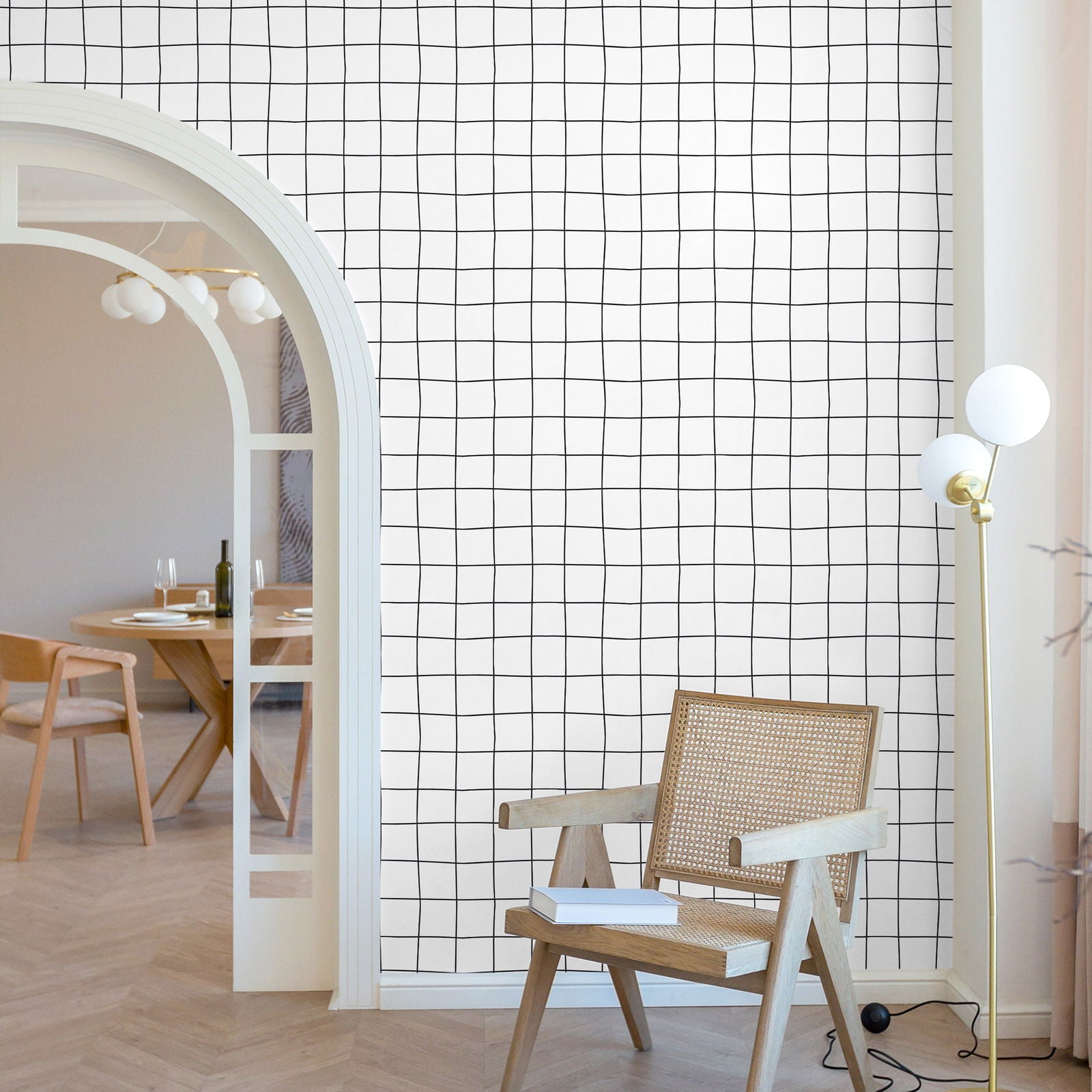 Hand Drawn Grid Peel and Stick Wallpaper, Removable Wallpaper, Traditional Wallpaper | DeccoPrint