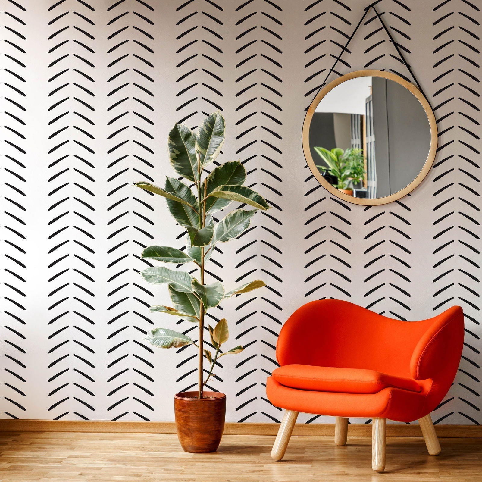 Herringbone Peel and Stick Wallpaper, Removable Wallpaper, Traditional Wallpaper | DeccoPrint