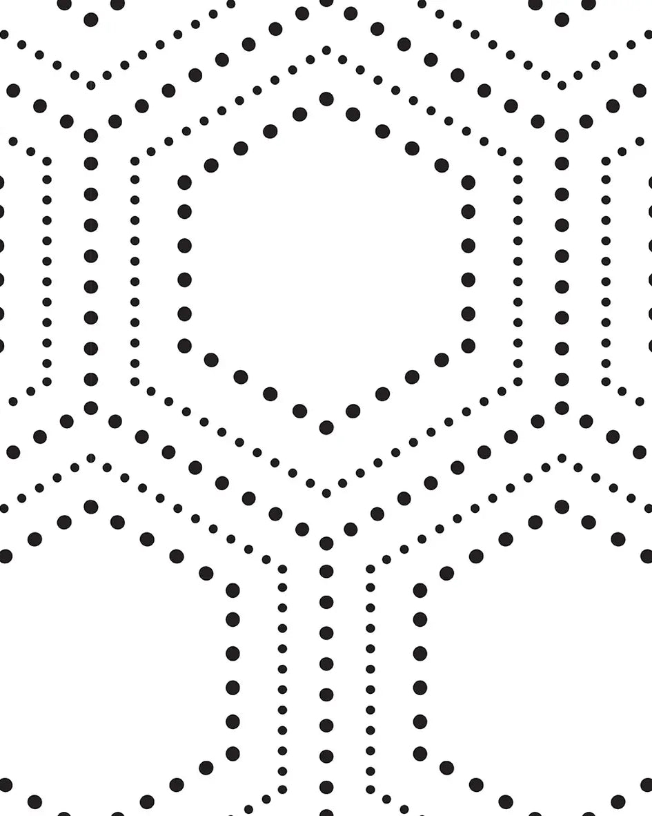 Hexagonal dot pattern with black dots on a white background