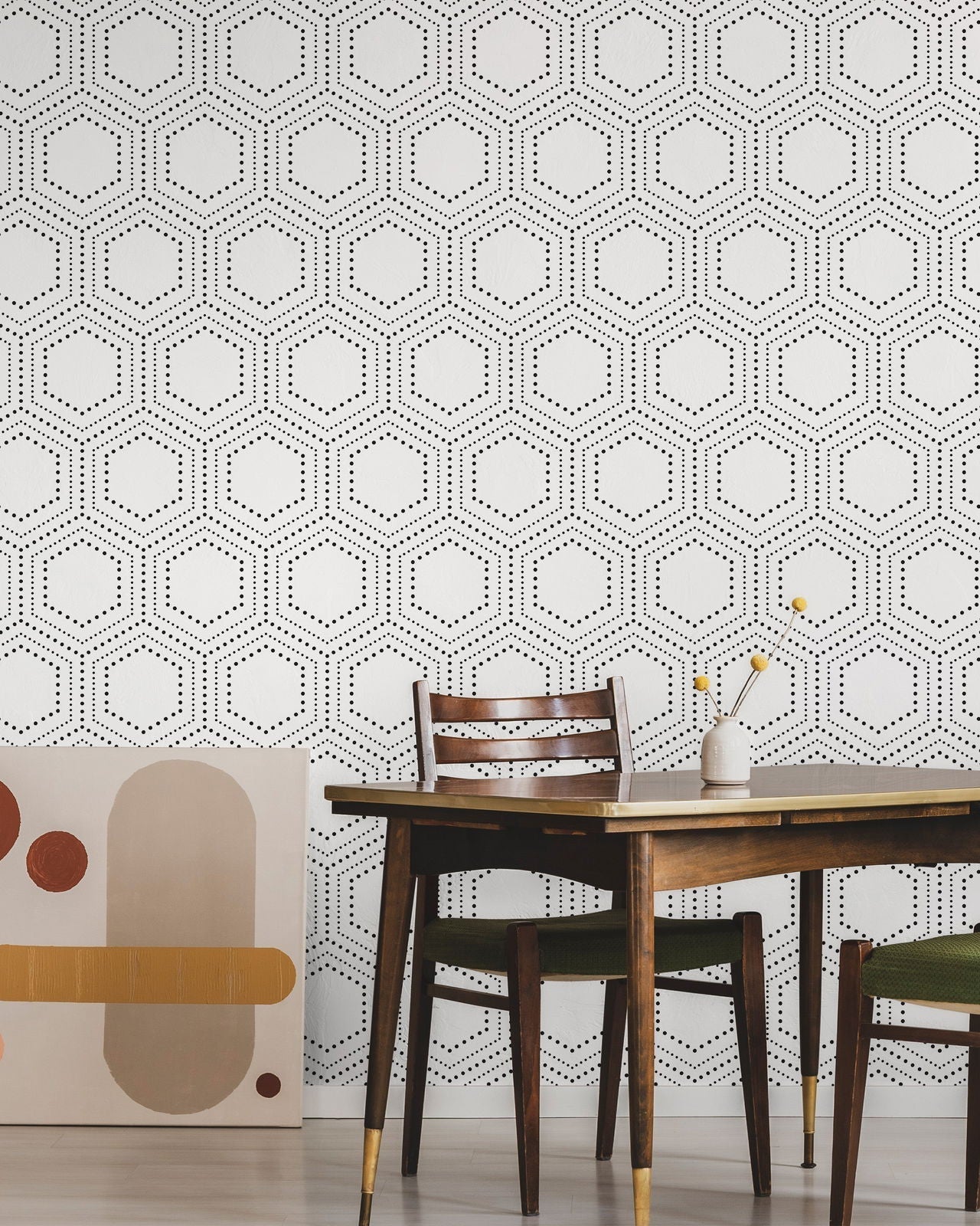 Hexagon Dots Peel and Stick Wallpaper, Removable Wallpaper, Traditional Wallpaper | DeccoPrint