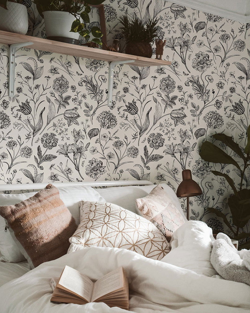 Historical Flowers Peel and Stick Wallpaper, Removable Wallpaper, Traditional Wallpaper | DeccoPrint