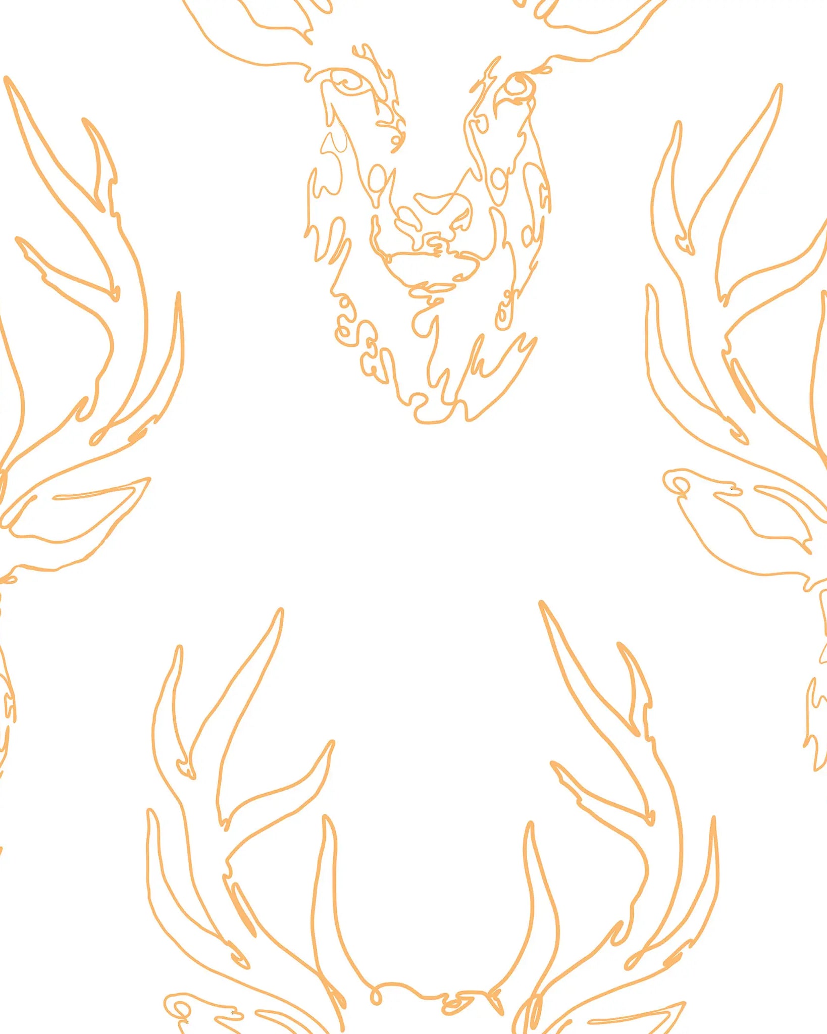 Repeating pattern of gold deer antlers on a white background
