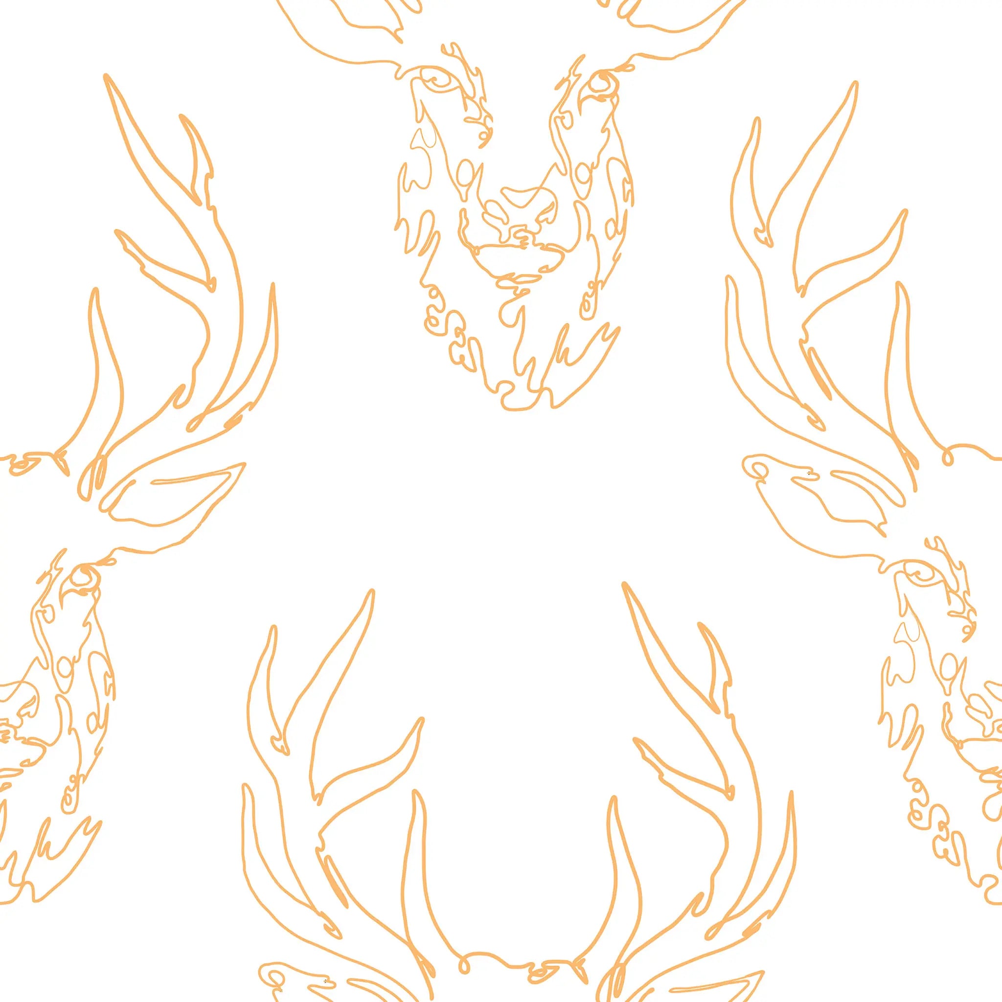 Repeating pattern of gold deer antlers on a white background