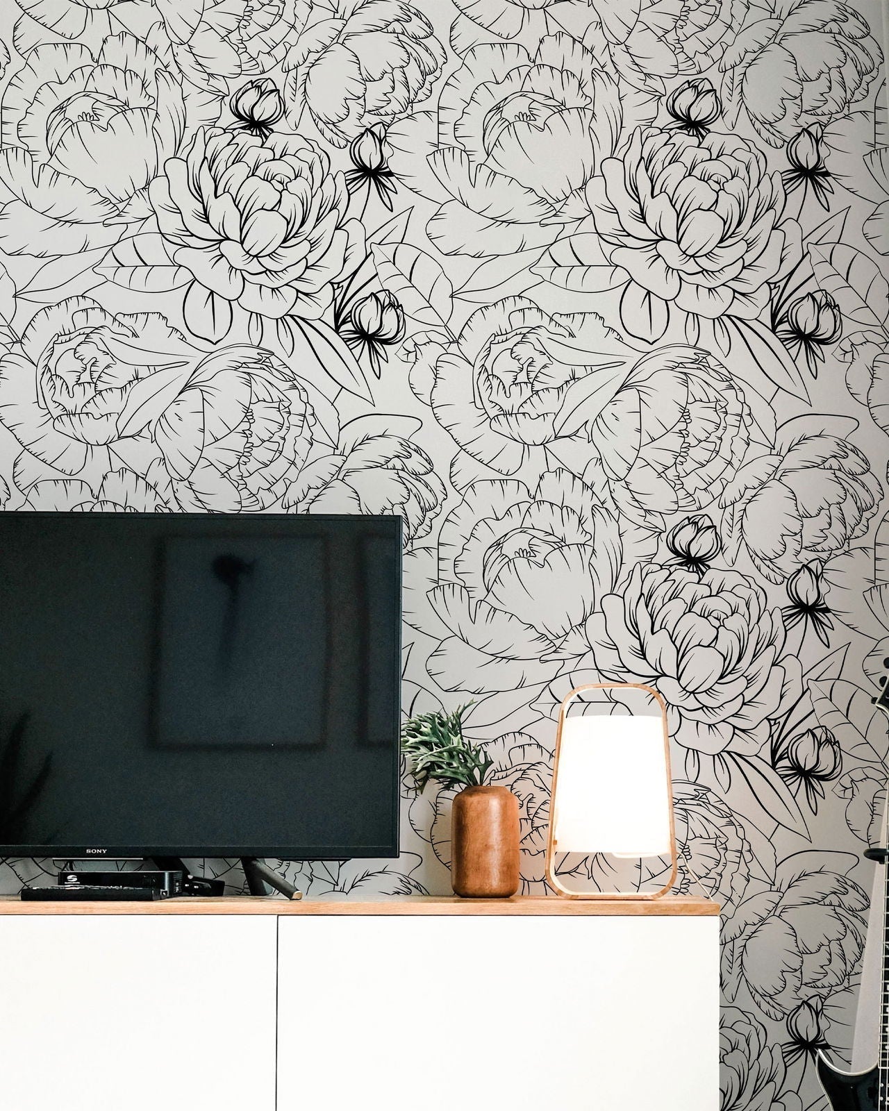 Ink Peony Peel and Stick Wallpaper, Removable Wallpaper, Traditional Wallpaper | DeccoPrint