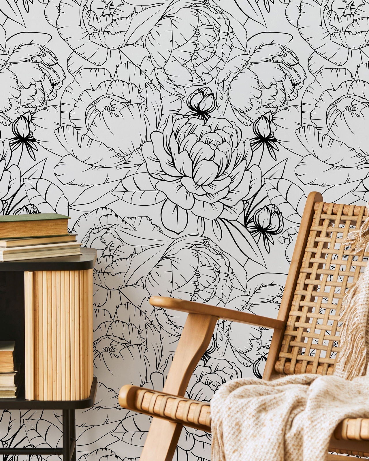 Ink Peony Peel and Stick Wallpaper, Removable Wallpaper, Traditional Wallpaper | DeccoPrint