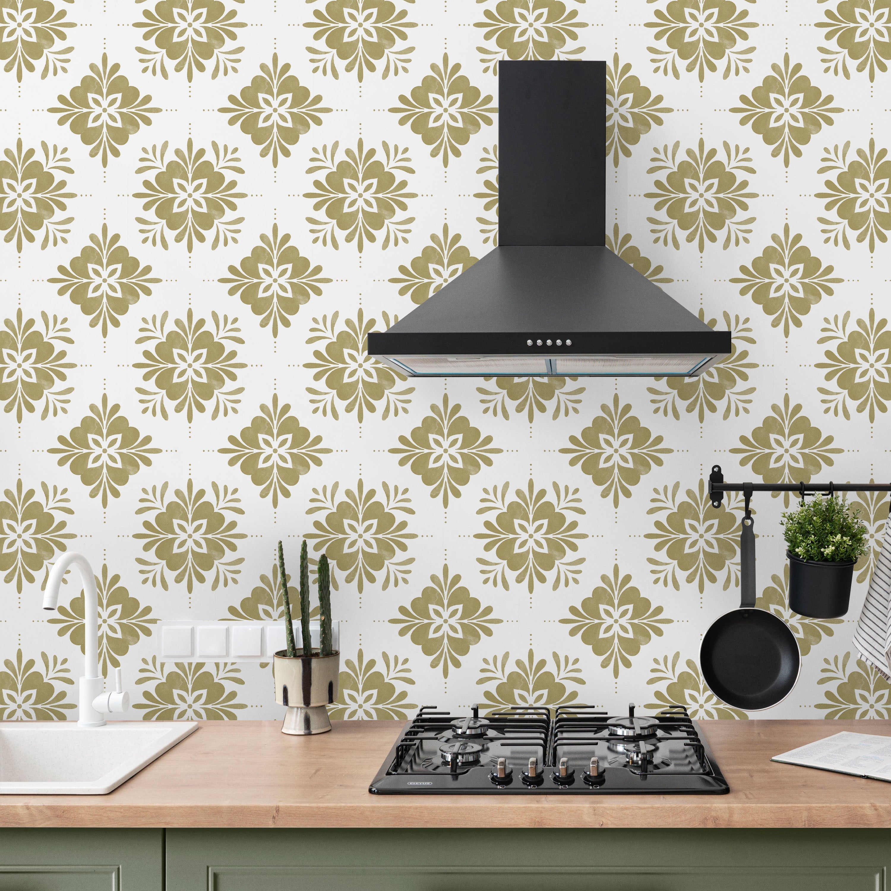 Aria Mandala Peel and Stick Wallpaper, Removable Wallpaper, Traditional Wallpaper - Beige | DeccoPrint