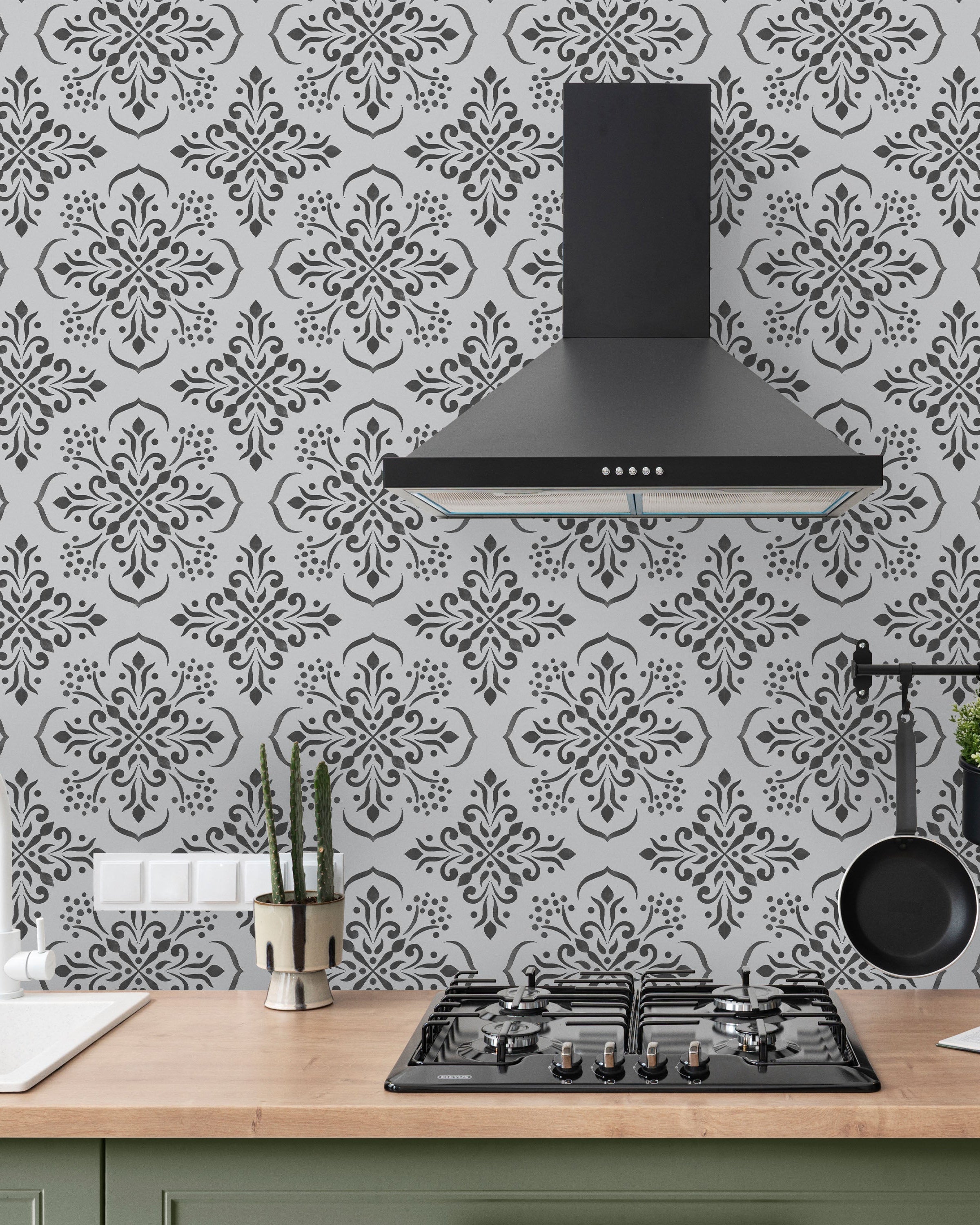 Aurora Mandala Peel and Stick Wallpaper, Removable Wallpaper, Traditional Wallpaper - Gray | DeccoPrint